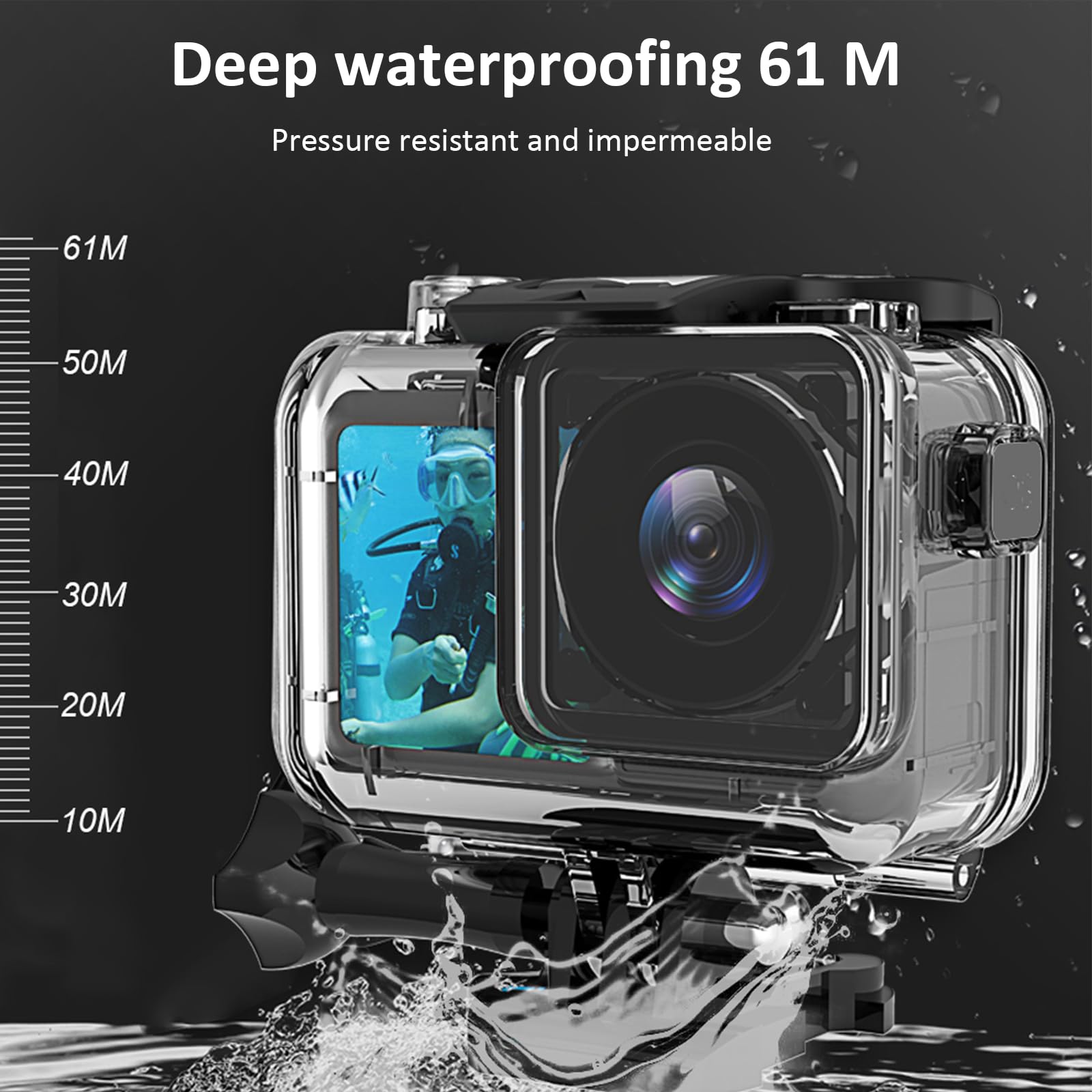 Waterproof Camera Housing for Underwater Photography - Durable Dive Case for Enhanced Underwater Shooting - Perfect for Scuba Diving, Snorkeling, and Beach Vacations