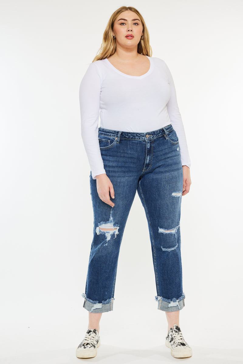 Stylish Nelly Mid Rise Boyfriend Jeans for Women - Plus Size Comfort Fit Denim Pants | Casual Everyday Wear & Weekend Outfits