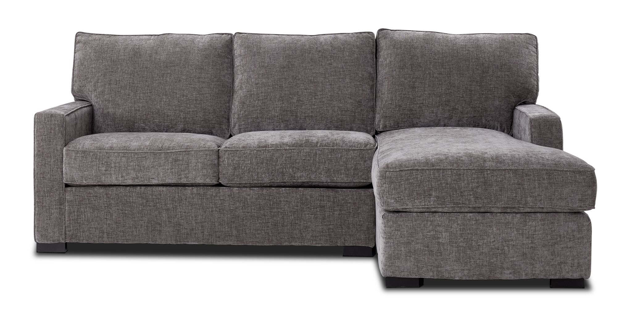 Charlotte 2-Piece Sectional Sofa with Right Facing Chaise in Pewter - Modern Living Room Furniture for Small Spaces & Family Gatherings