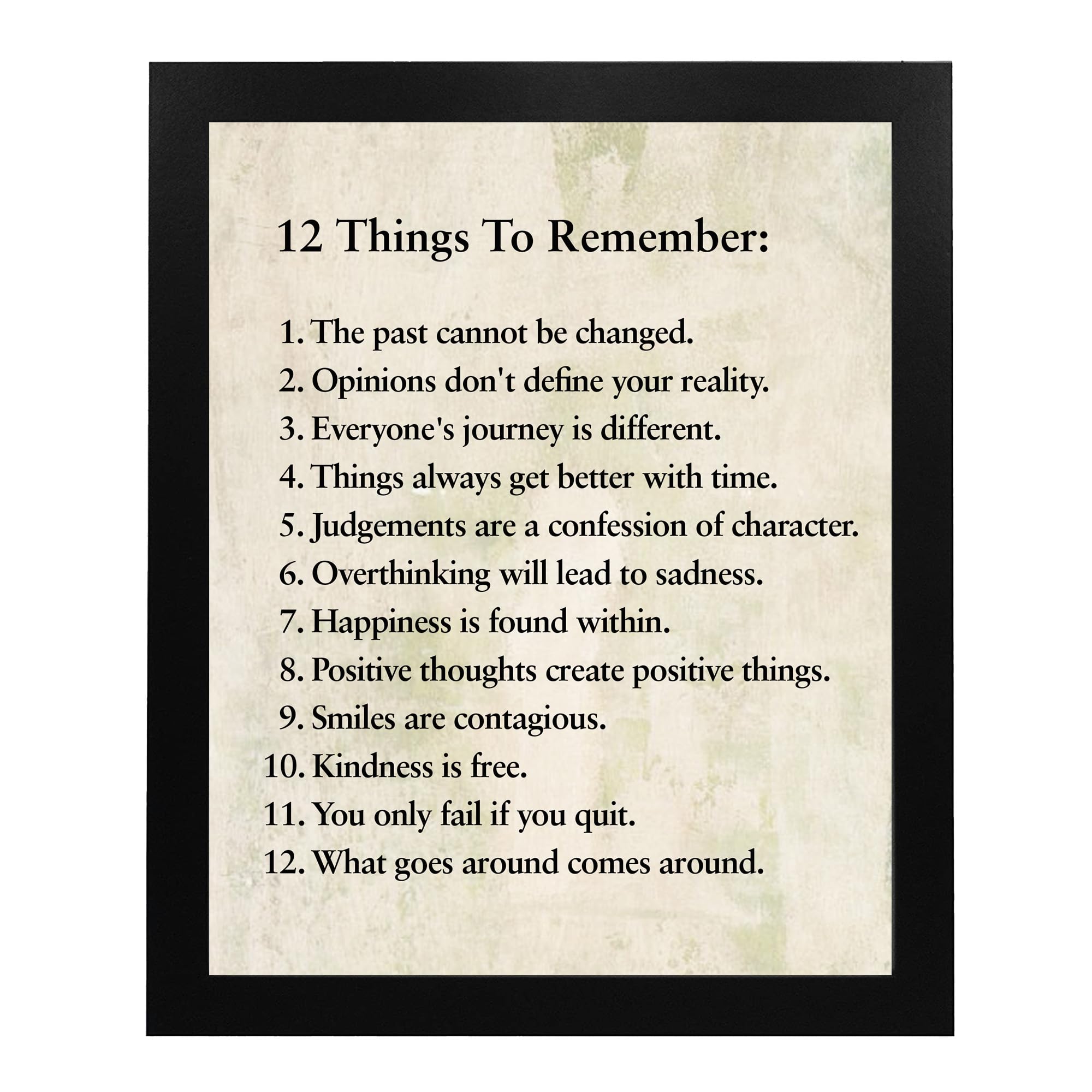 12 Things To Remember - Inspirational Wall Art Print 8x10 Inches Unframed (Brown), Modern Typographic Motivational Quote Poster for Home, Office, Bedroom & Living Room Decor | Perfect for Housewarming Gifts & Workspace Motivation