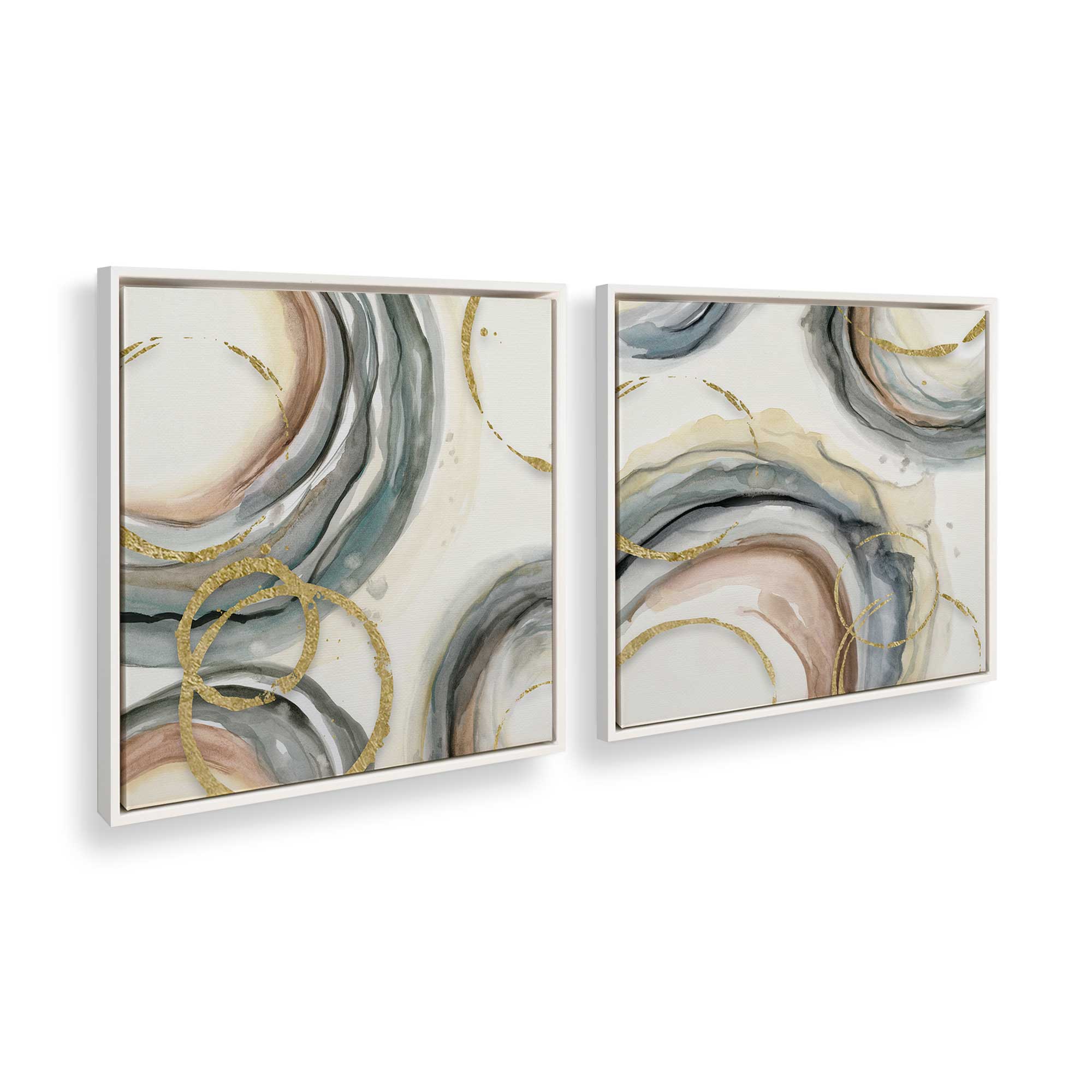 Golden Echoes Wall Art - Set of 2 Canvas Prints for Living Room & Bedroom Decor | Modern Home & Office Wall Decorations