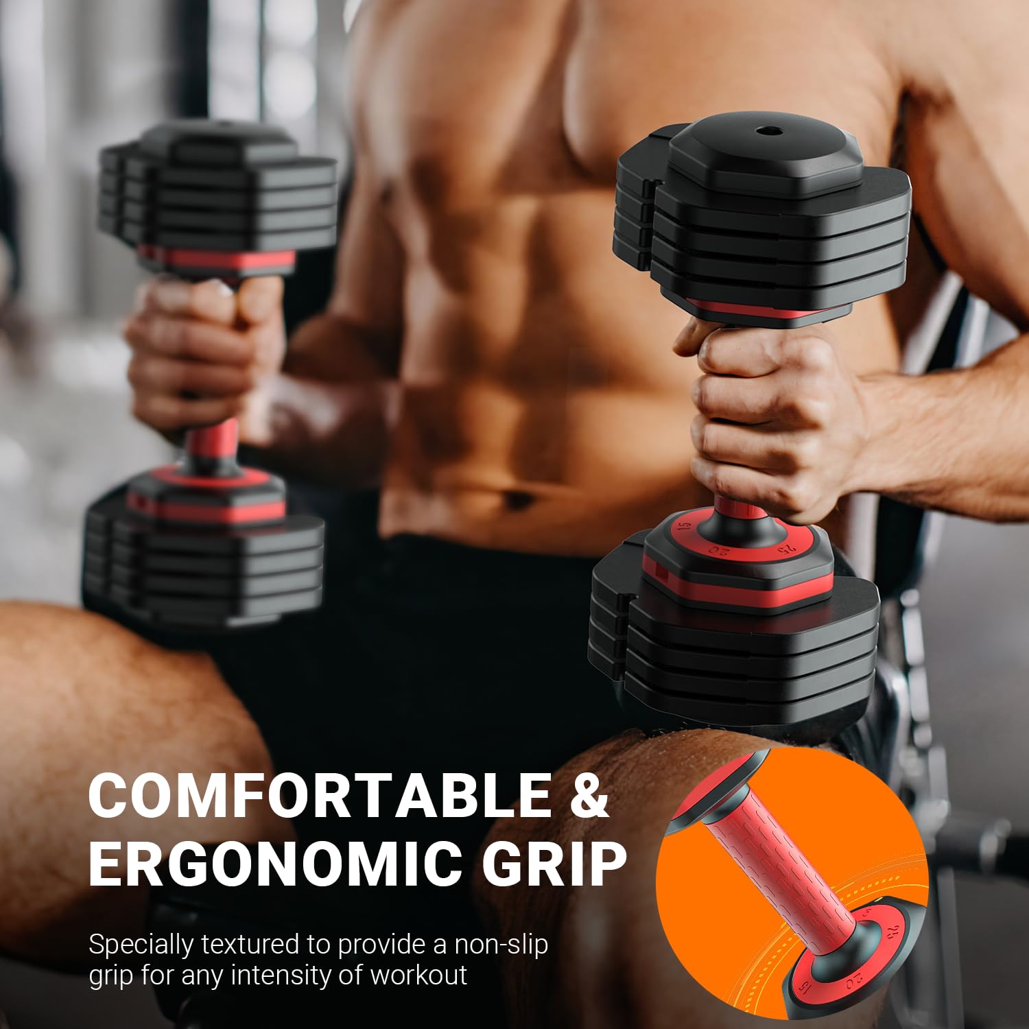 Adjustable Dumbbells Set of 2 - 5-in-1 Quick Change Weight System with Anti-Slip Grip for Home Workouts - Perfect for Men & Women Strength Training, HIIT, and Full-Body Exercises