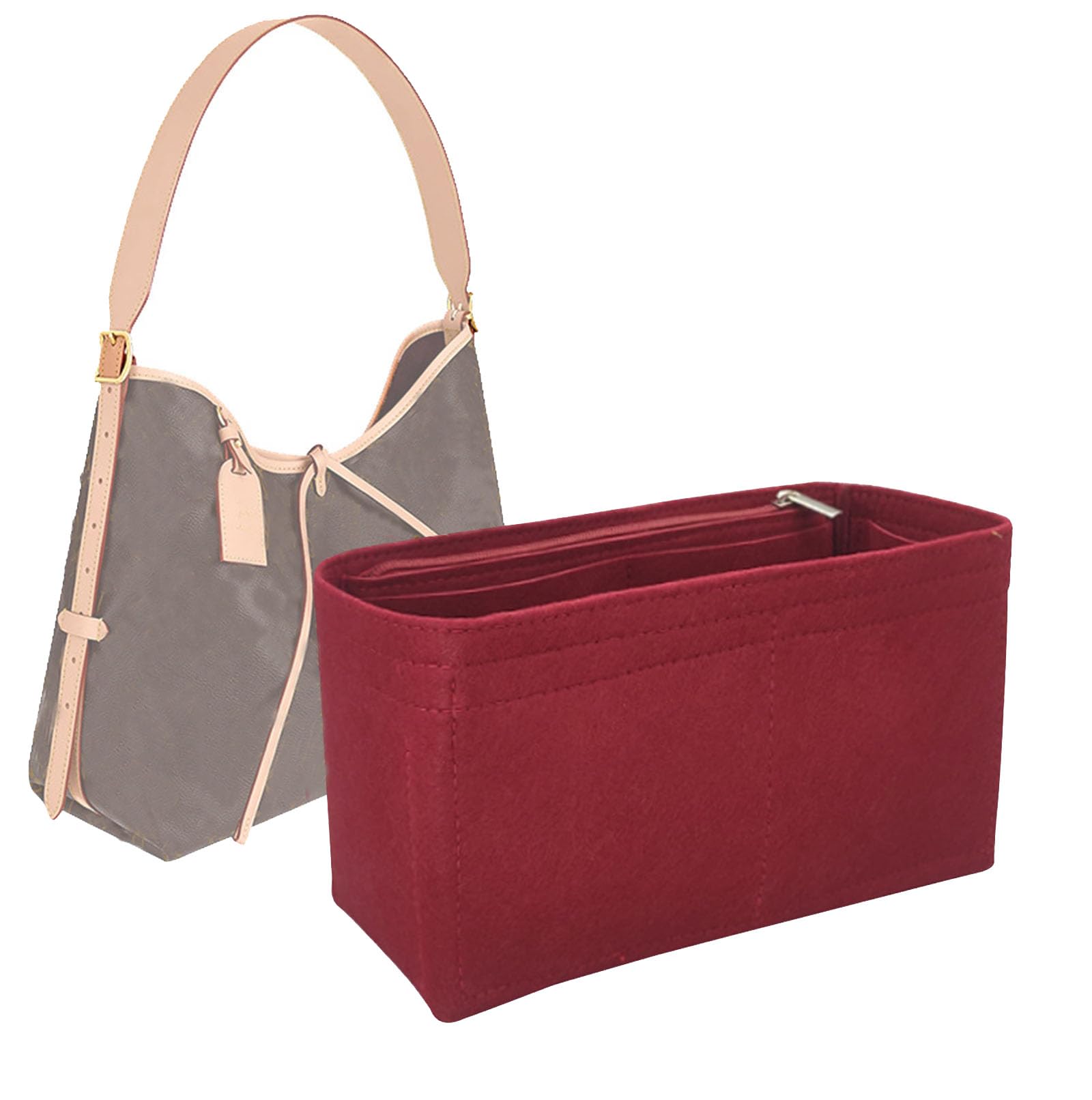 Lckaey Purse Insert Organizer for Women - Carryall Tote Bag Organizer with Wheels for Travel, Golf Cart & Daily Use | Perfect for Handbags, Luggage & On-the-Go Storage