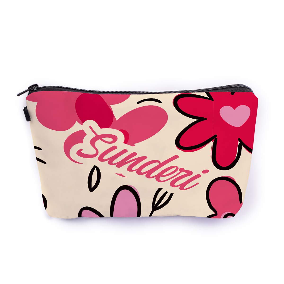 Crazyify Sunderi Designer Stash Pouch - Premium Canvas Cosmetic Bag for Women | Travel Toiletry & Makeup Organizer | Waterproof Zippered Storage Pouch for Travel, Gym, and Daily Essentials