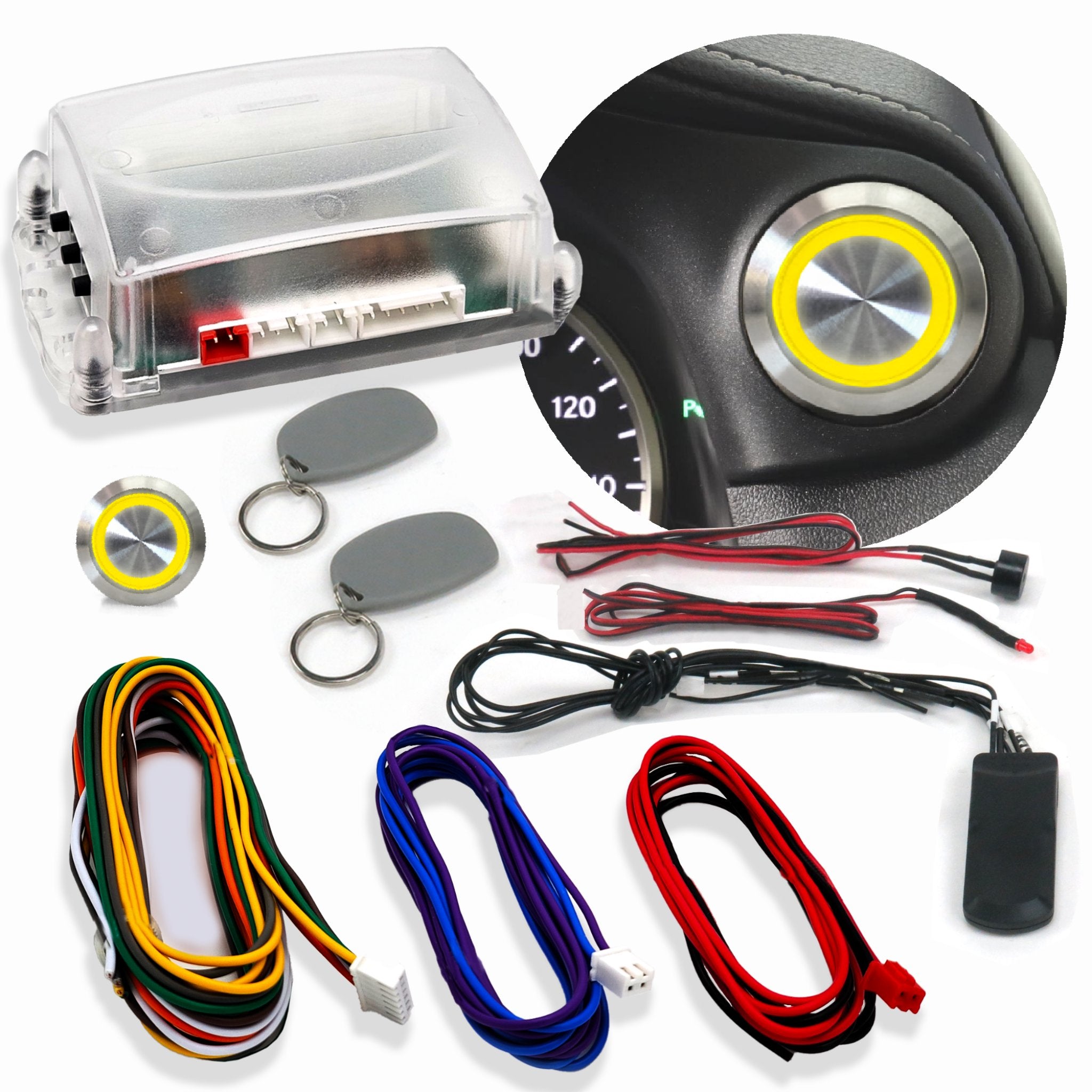 1904 Rambler Model L Illuminated Billet Push Button Engine Ignition Start 12V Kit with RFID Tag - Vintage Car Restoration & Hot Rod Custom Upgrade for Classic Automobiles