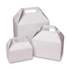 100-Pack White Gable Boxes 8x4.875x5.25 Inches - Food Safe Wedding Favor Gift Packaging Boxes for Candy, Cookies, Party Favors & Small Gifts
