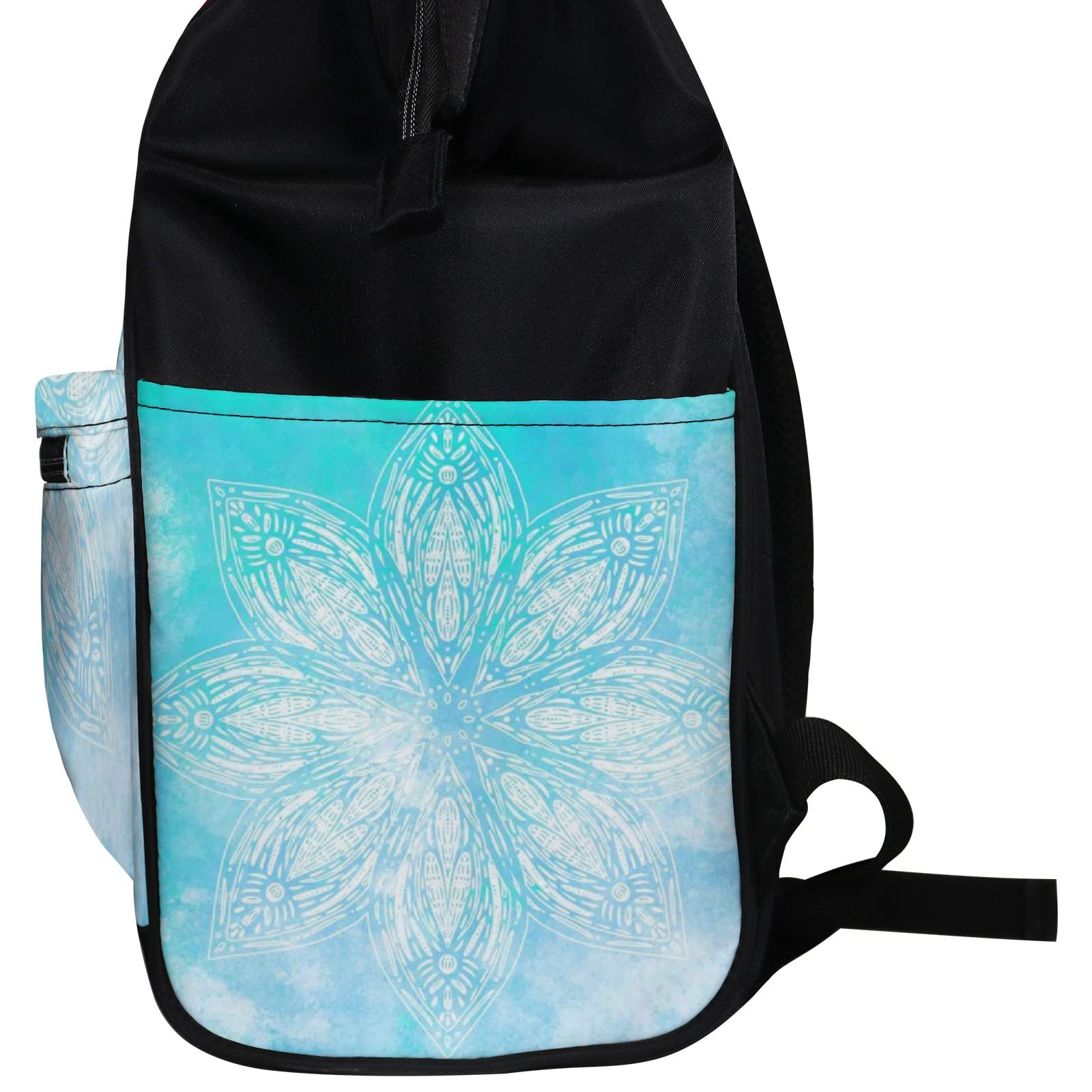 Vintage Boho Blue Mandala Diaper Backpack - Waterproof Baby Nappy Changing Bag with Laptop Compartment | Large Capacity Travel Backpack for Women & Men | Perfect for Daycare, Family Outings and Business Trips