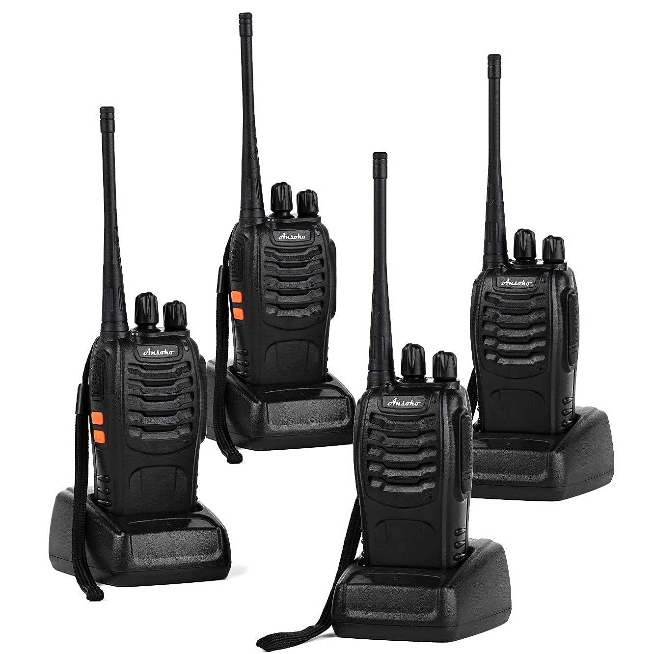 Long Range Walkie Talkies for Adults - Rechargeable Two Way Radios with 16 UHF Channels, 4-Pack - Ideal for Hiking, Camping, Construction & Outdoor Adventures