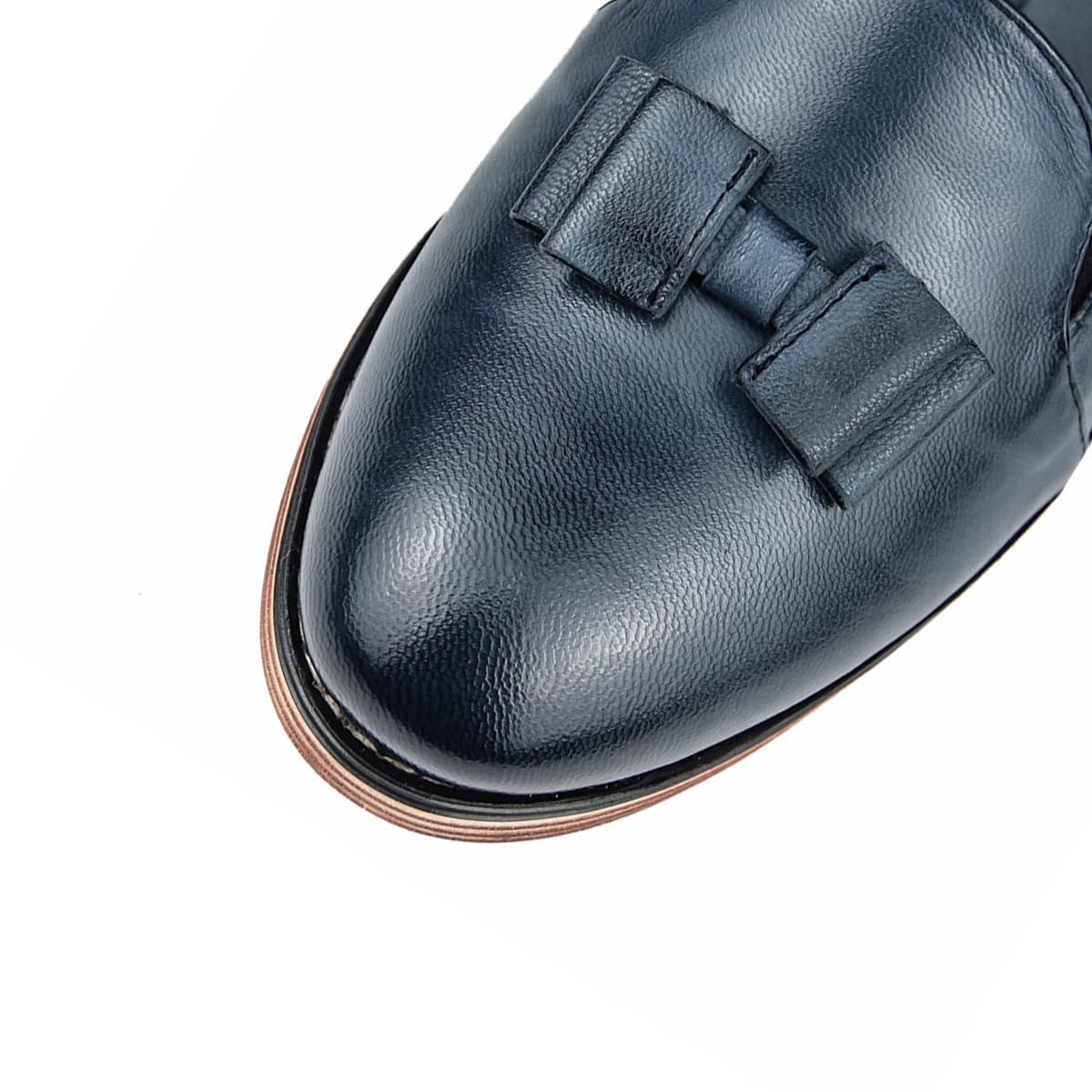 Women's Leather Bow Penny Loafers - Business Casual Slip-On Flats for Office & Work | Comfortable Ladies Shoes for Professional & Everyday Wear