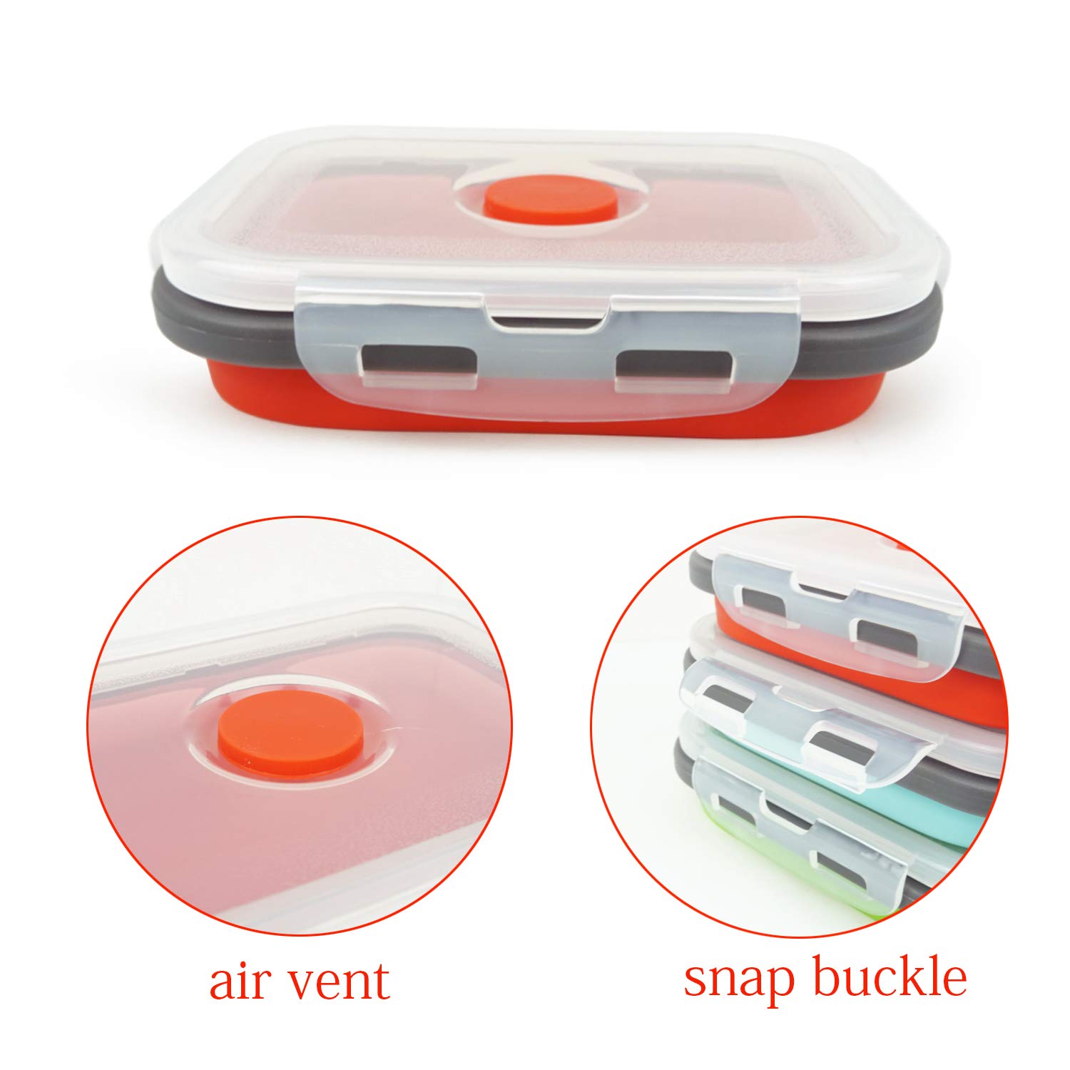 ECOmorning 3-Piece Collapsible Silicone Food Storage Containers Set with Airtight Lids - Microwave, Freezer & Dishwasher Safe (350ML) - Perfect for Meal Prep, Lunch Box & Leftovers Storage