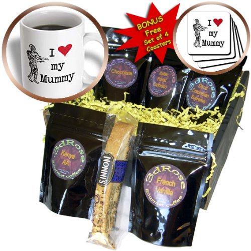3dRose I Love My Mummy Coffee Gift Basket - Multicolor Coffee Lover Present for Mother's Day, Halloween & Special Occasions