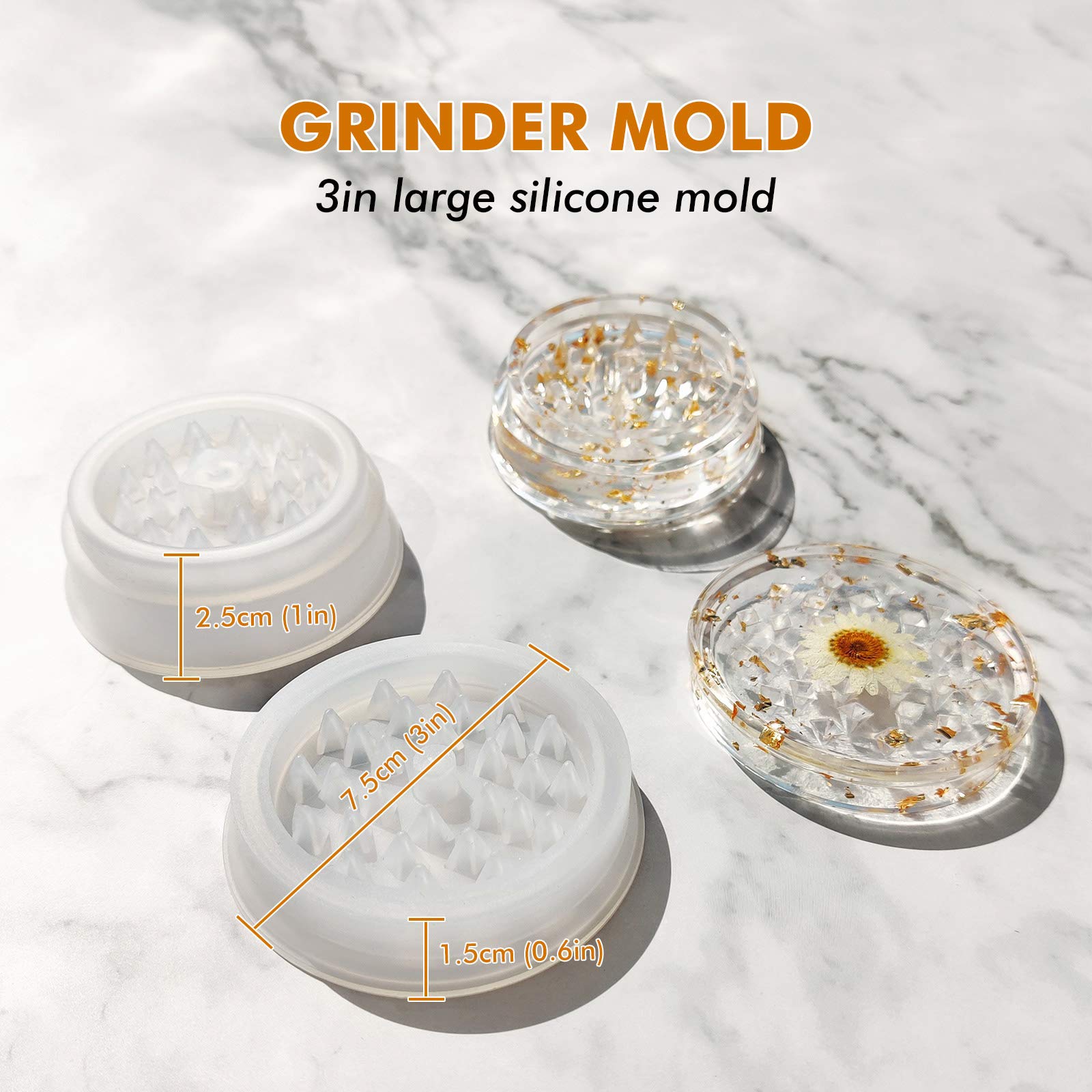 4 Pcs Premium Silicone Resin Molds Kit - Grinder Mold, Rolling Tray Mold & Jar Mold with Lid for DIY Epoxy Casting | Perfect for Spice Storage, Herb Grinding & Resin Craft Projects