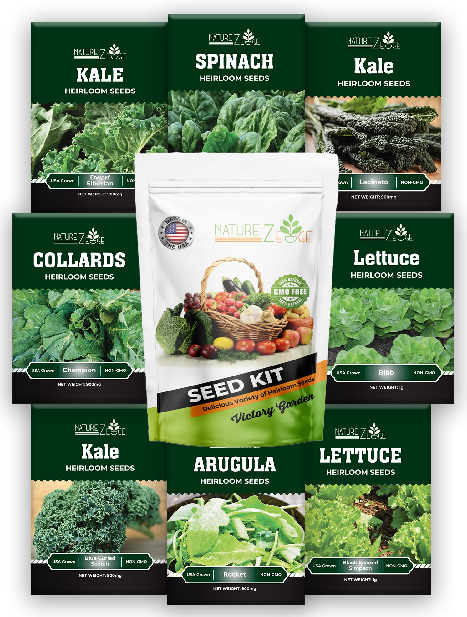 Heirloom Lettuce Mix and Greens Garden Seeds - 8 Varieties (5300 Seeds) | Non-GMO Hydroponic Seeds for Planting | Includes Bibb Butter Lettuce, Kale, Arugula, Spinach & Collards | Perfect for Indoor Herb Gardens, Hydroponic Systems & Organic Home Gardening