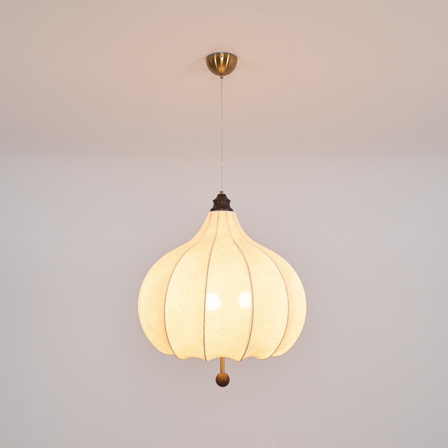 Handmade Chestnut Fabric Pendant Light - Modern Boho Hanging Lamp for Living Room, Bedroom, or Dining Room Decor