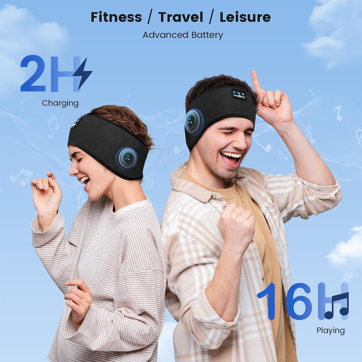 Musicozy Bluetooth Sleep Headphones Headband - Wireless Sleeping Headphones with HD Hi-Fi Speakers, Comfortable Headband for Side Sleepers, Travel, Meditation, Yoga & Audiobooks - Perfect Gift for Insomnia Relief & Relaxation (Ideal for Nighttime Use, Airplane Travel & Stress Relief)