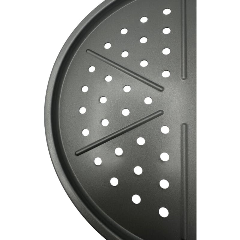 TIJAR® British Made Non-Stick Pizza Baking Tray - Heavy Duty Durable with Heat Holes for Perfectly Cooked Pizza - Ideal for Home Kitchens, Restaurants & Outdoor BBQs