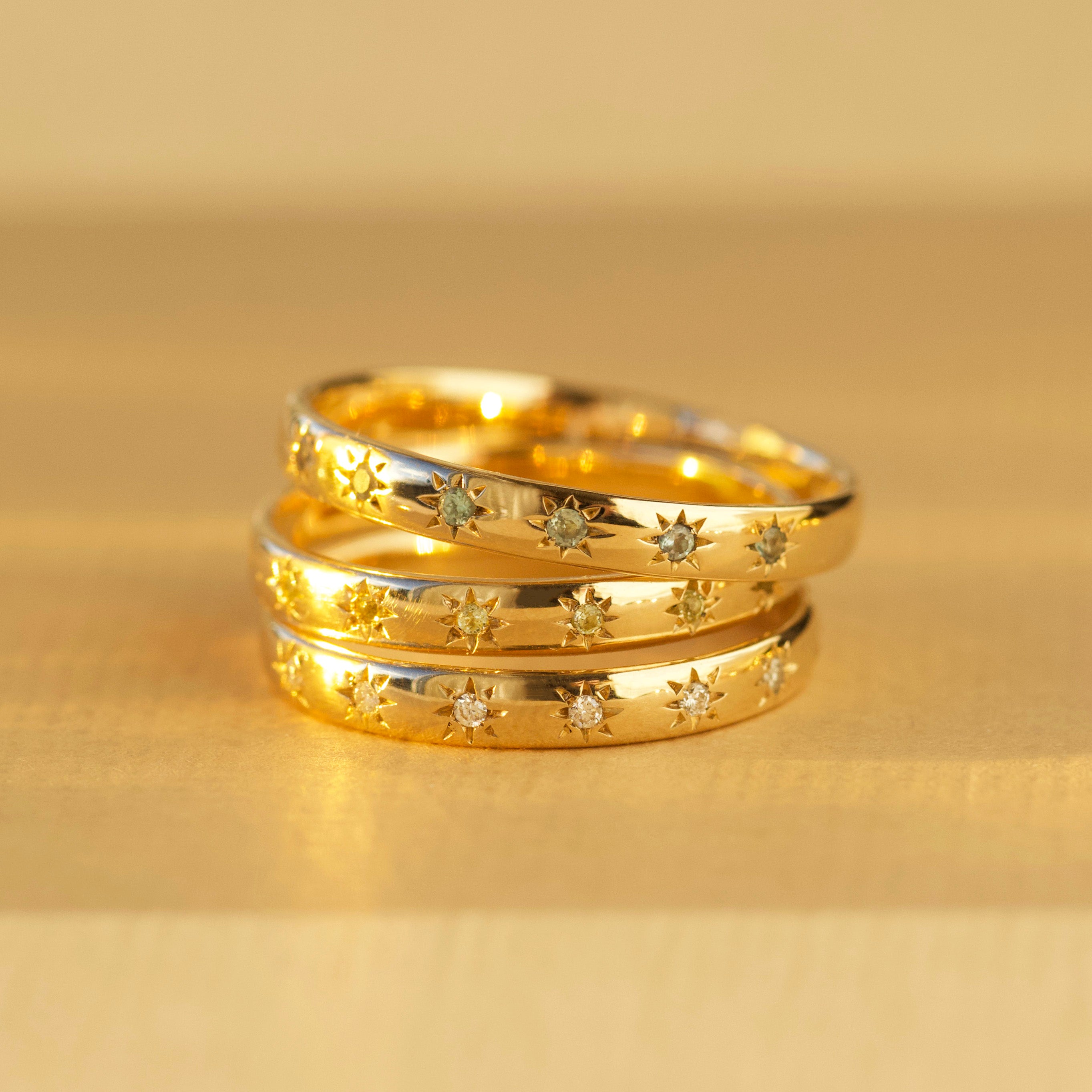 Birthstone Ring Set with Icon Star Design - Perfect for Birthdays, Anniversaries & Special Occasions