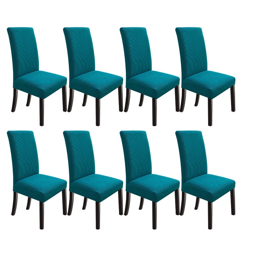 Stretch Dining Chair Covers 8 Pack - Slipcovers for Hotel, Banquet & Home Use - Teal Color Chair Protectors - Perfect for Weddings, Restaurants and Everyday Dining Room Decor