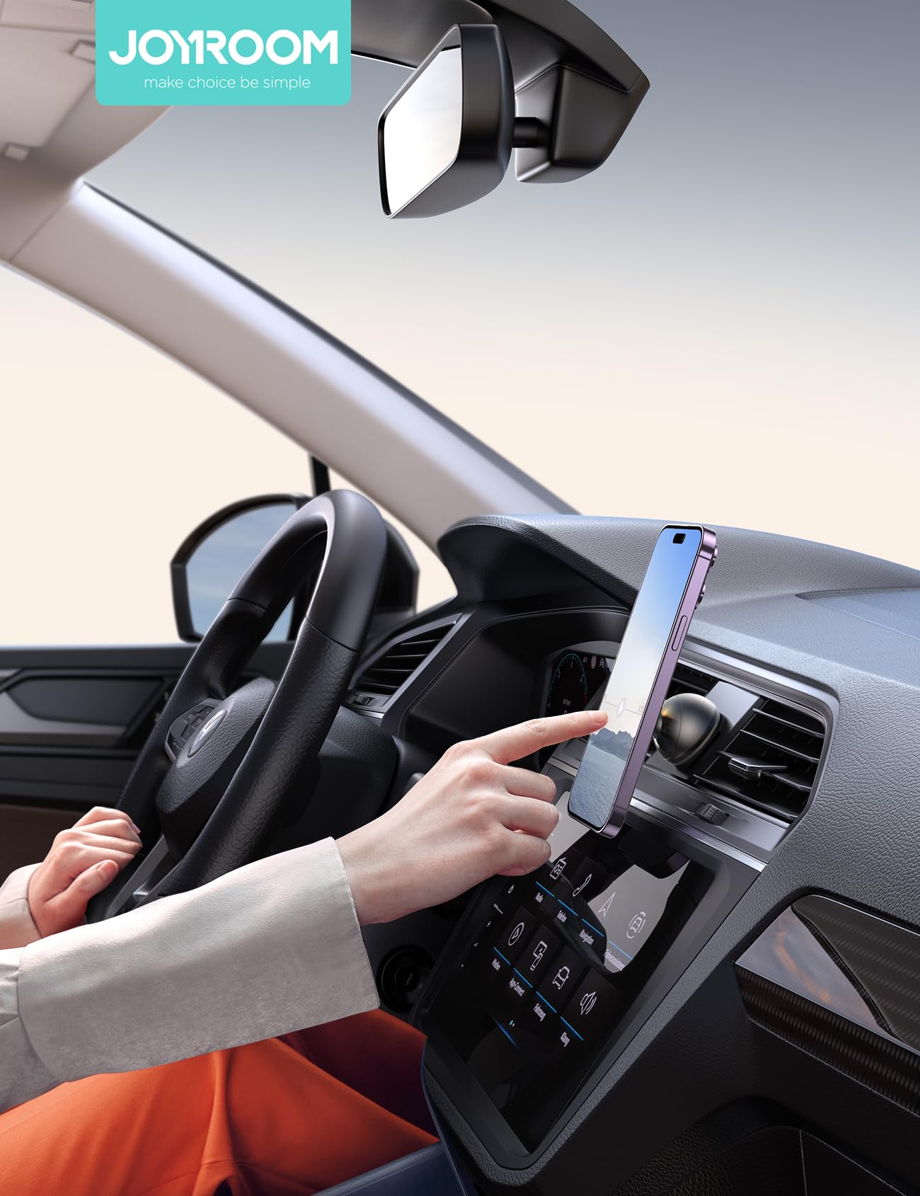JOYROOM MagSafe Car Mount - All-Metal Magnetic Phone Holder with Stronger Magnet for iPhone 16/15/14/13/12 - Secure Dashboard Phone Mount for Safe Driving & Hands-Free Navigation