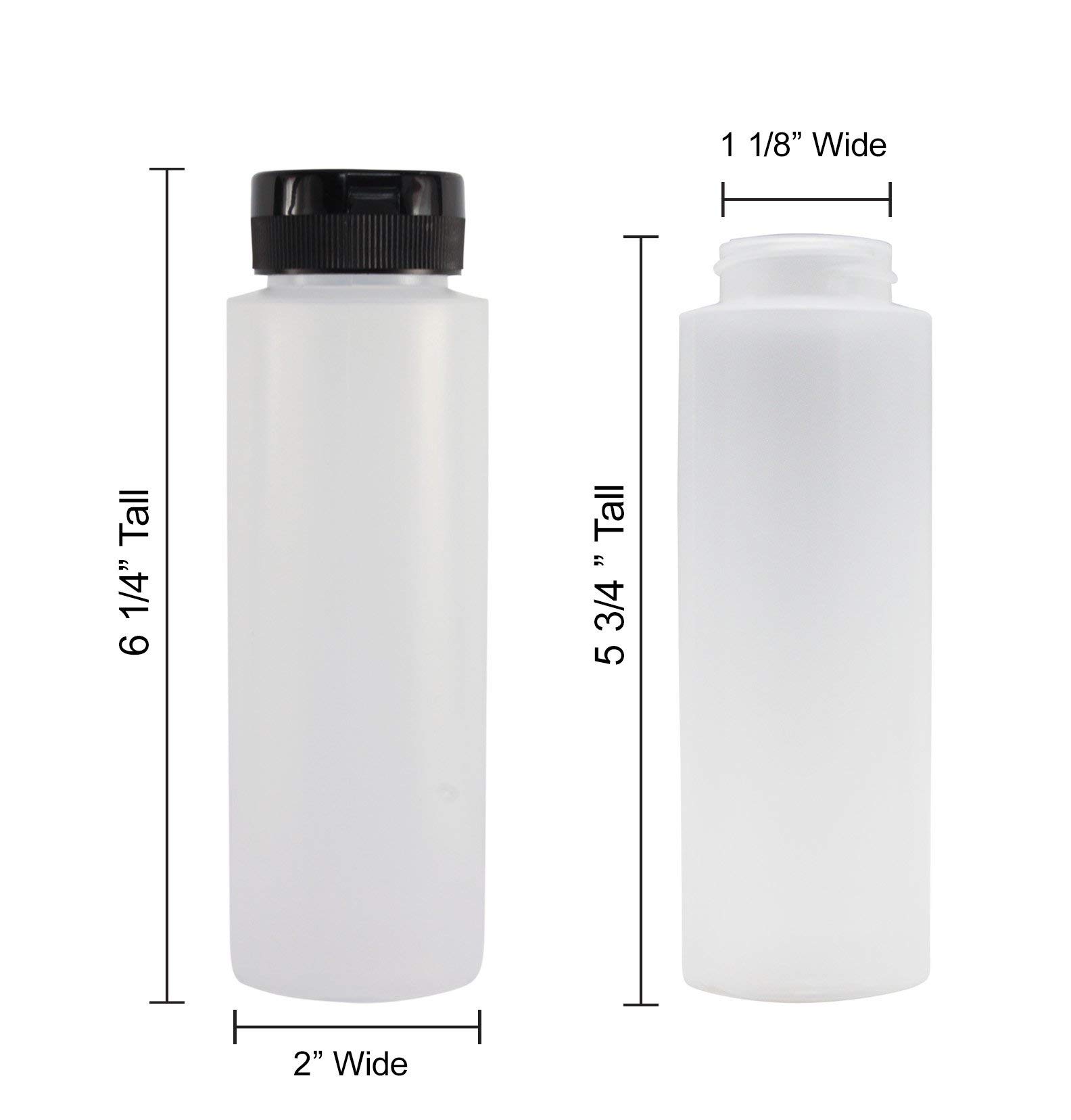 Pinnacle Mercantile 8 oz Empty Plastic Condiment Bottles with Black Flip Top Cap - Easy Squeeze Design - Set of 60 - Perfect for Restaurants, Catering & Home Kitchen Use