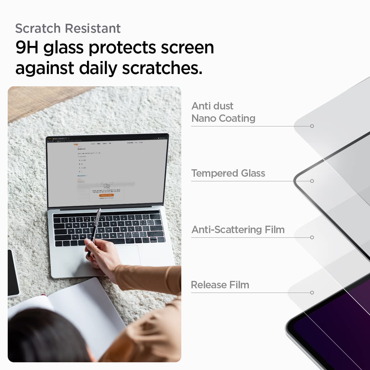 Spigen GlasTR Slim Tempered Glass Screen Protector for MacBook Pro 16 inch (M4 Pro/M4 Pro Max/M3/M2/M1 Series) - Anti-Scratch, Bubble-Free, HD Clarity for Work & Entertainment