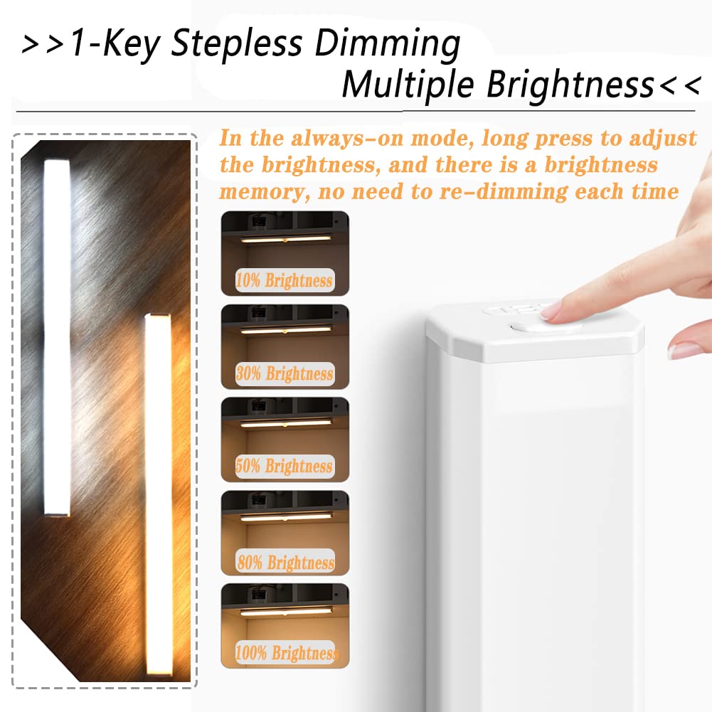 14 LED Motion Sensor Light Indoor - USB Dimmable Closet Light, Under Cabinet Lighting with Magnetic Base - Stick-On Anywhere Night Light for Wardrobe, Stairs, Bedroom, Hallway & Kitchen (2 Pack, Warm White) - Perfect for Dark Spaces, Safety Lighting & Energy-Efficient Home Use
