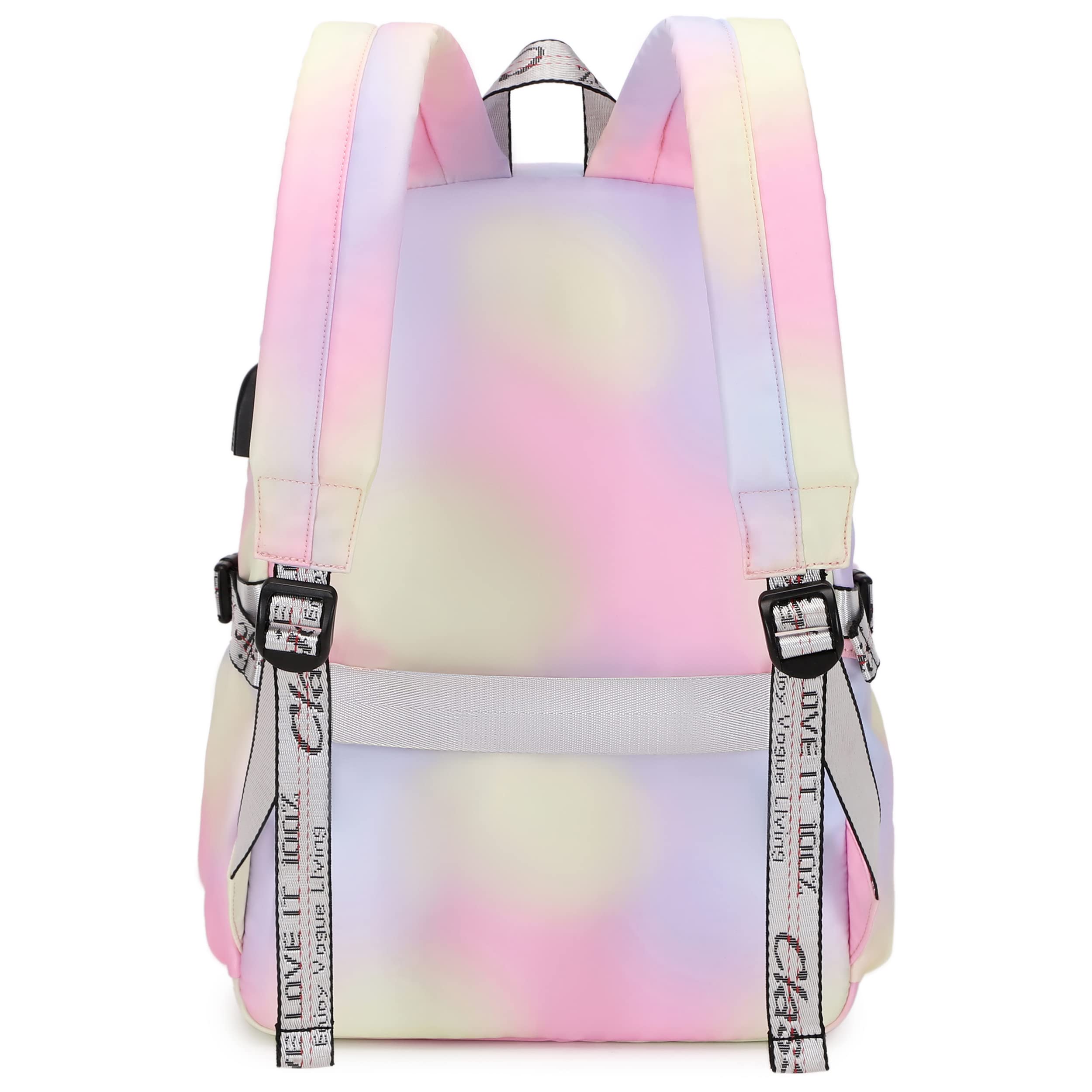 Hey Yoo Cute Pink Backpack Set for Teen Girls - School Backpack with Lunch Box, Aesthetic Bookbag for Middle & High School, College, Travel & Daily Use