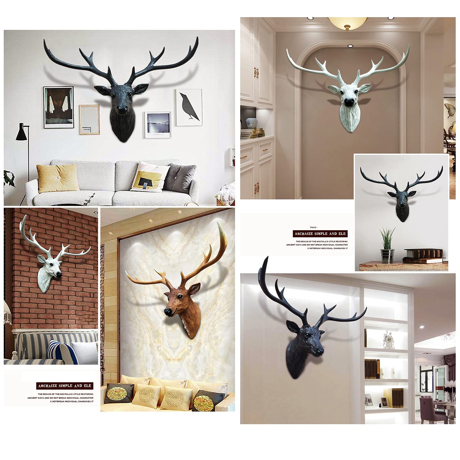 Faux Taxidermy Deer Head Wall Decor - Large Modern Animal Sculpture for Home & Office - Unique Animal-Friendly Wall Art for Living Room, Bedroom, or Man Cave Decor