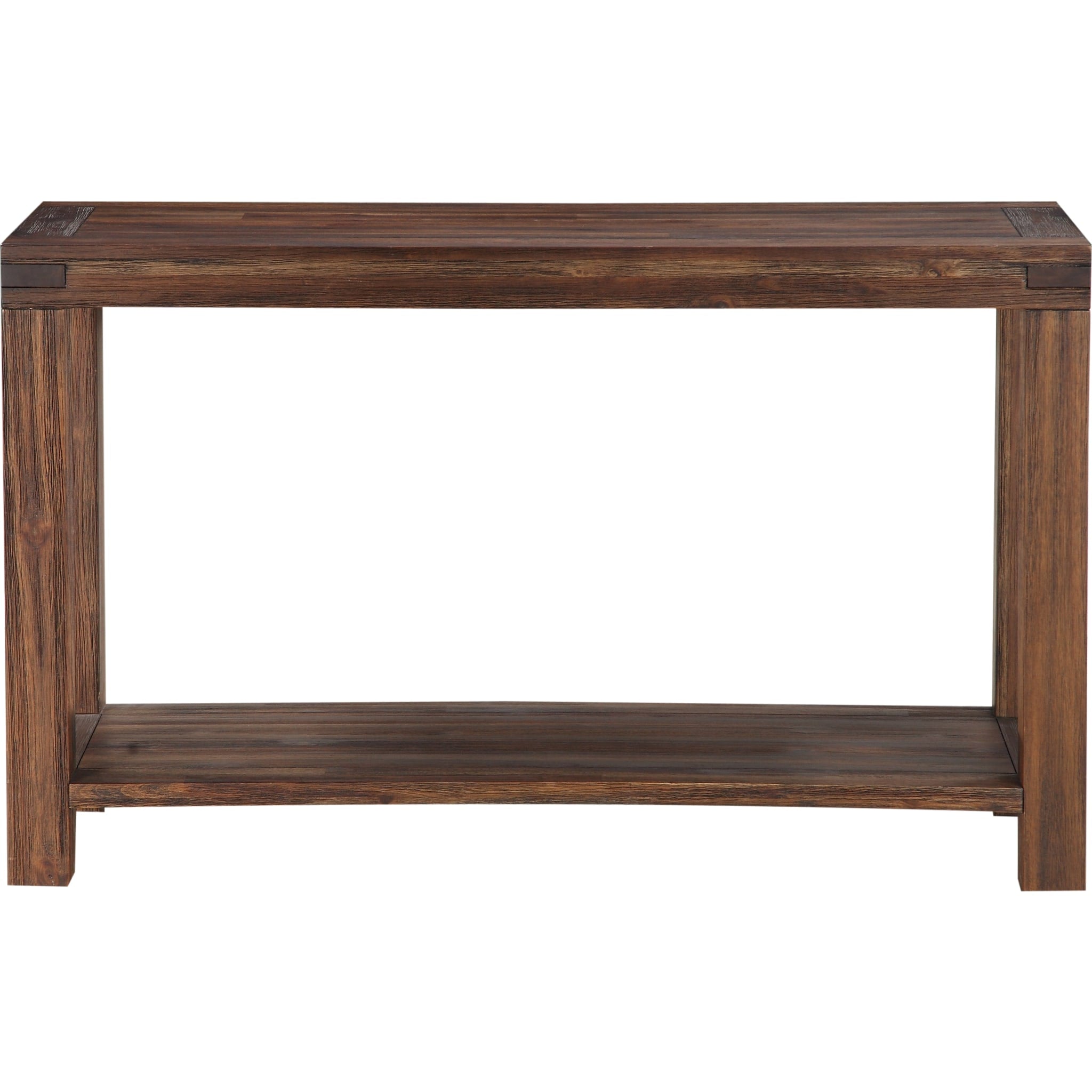 Solid Wood Console Table - Rustic Brick Brown Finish - Entryway, Living Room, Hallway Furniture for Home Decor
