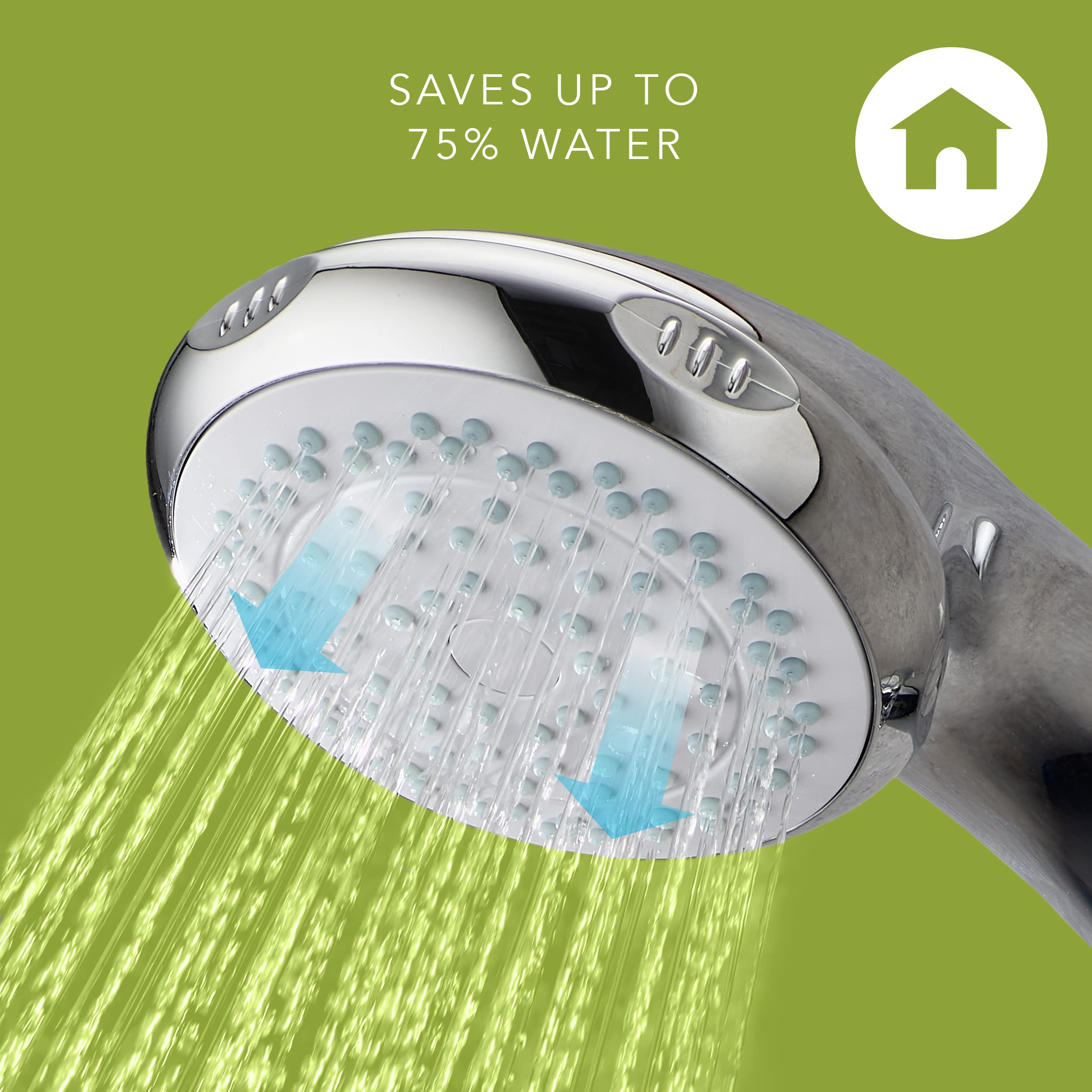 Premium Chrome Shower Fittings Kit - 4 Spray Showerhead with 1.25M Hose (Model 2.1605.154) for Bathroom & Spa Relaxation - High Pressure Water Saving Design