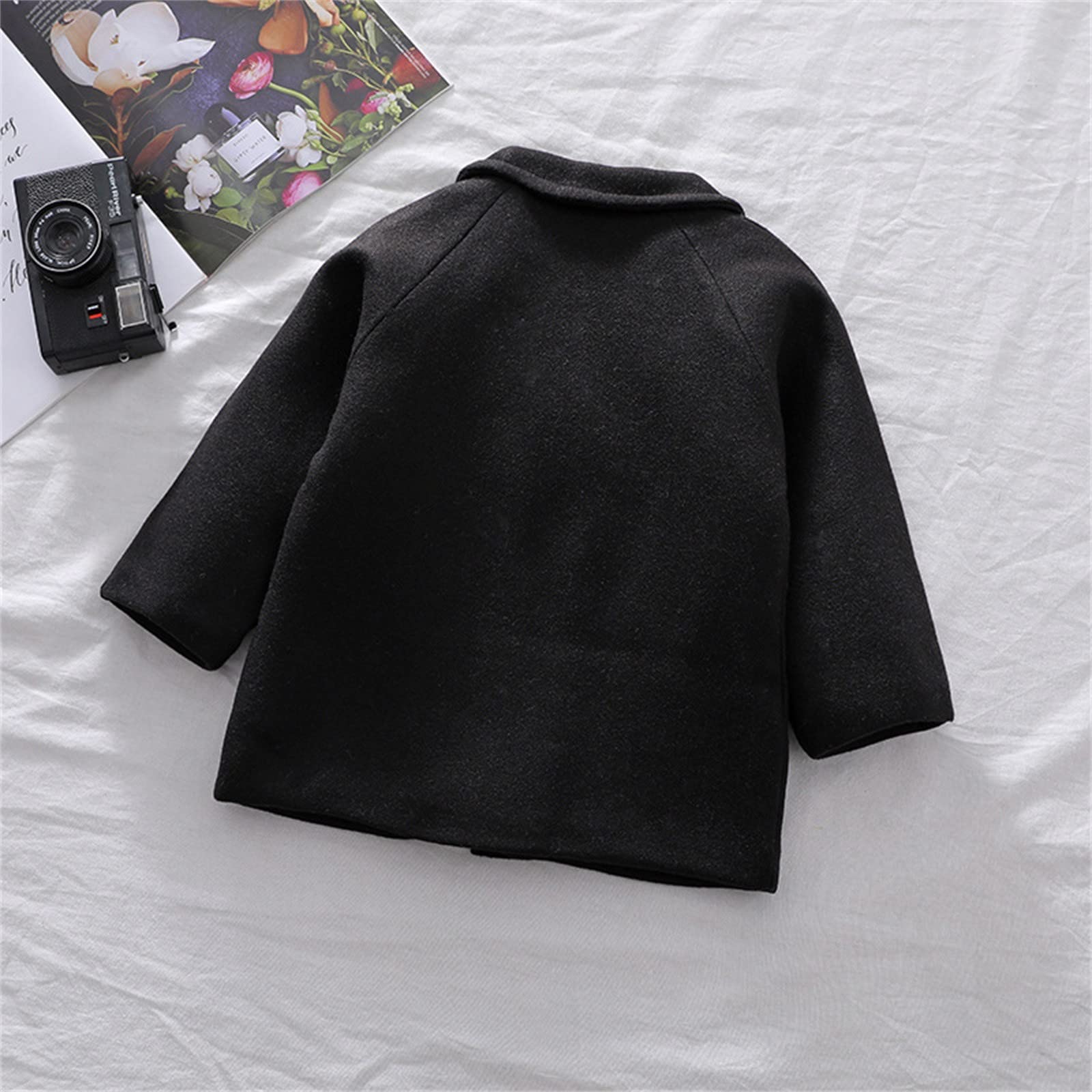 Stylish Toddler Plaid Wool Coat for Baby Girls & Boys - Elegant Notched Collar Double-Breasted Jacket | Perfect for Winter Outings & Family Photos
