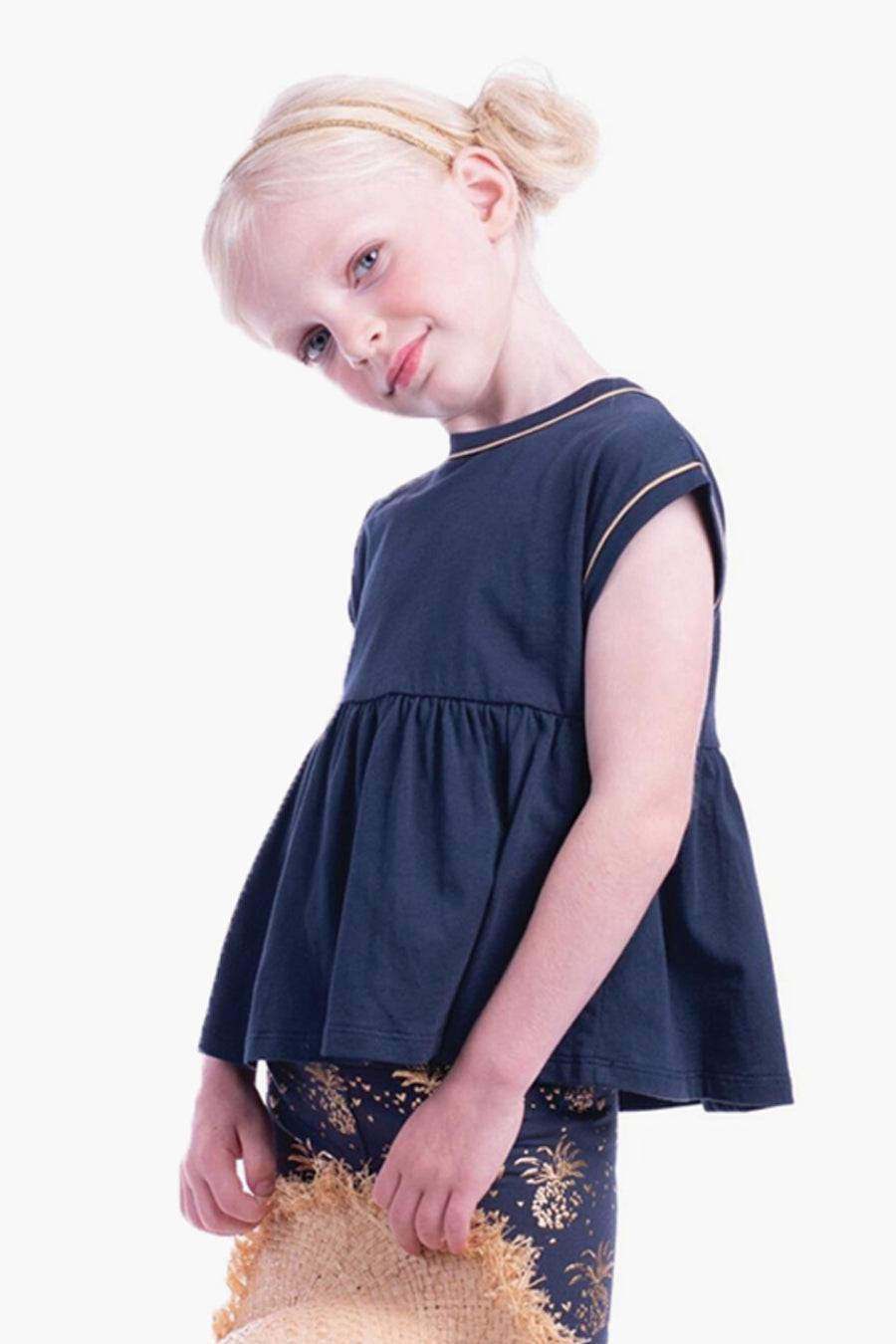 Imoga Blake Navy Girls Shirt - Size 6 | Comfortable Cotton Top for School, Play & Everyday Wear