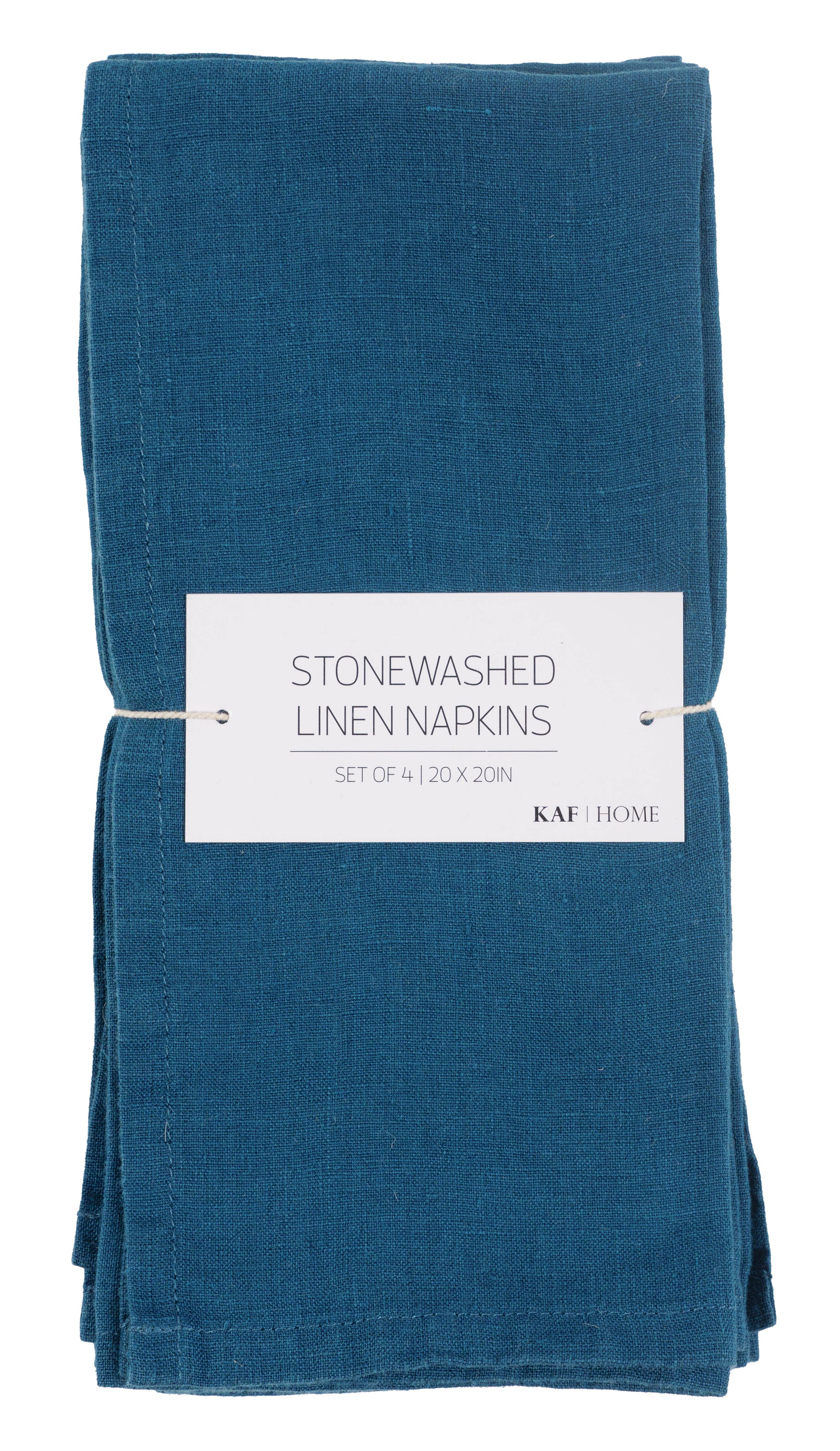 Premium KAF Home Verona 100% Stone Washed Linen Napkins Set of 4 (20x20 Inches) - Elegant Dinner Table Decor for Formal Dining & Special Occasions