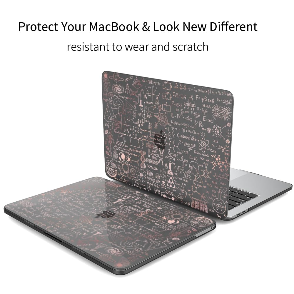 Premium Laptop Case for MacBook Pro 13 Inch (2020-2022 Models A2338/M2/M1/A2289/A2251/A2159/A1989/A1706/A1708) with Keyboard Cover - Rose Gold Formula Design - Perfect for Work, Travel & School Protection