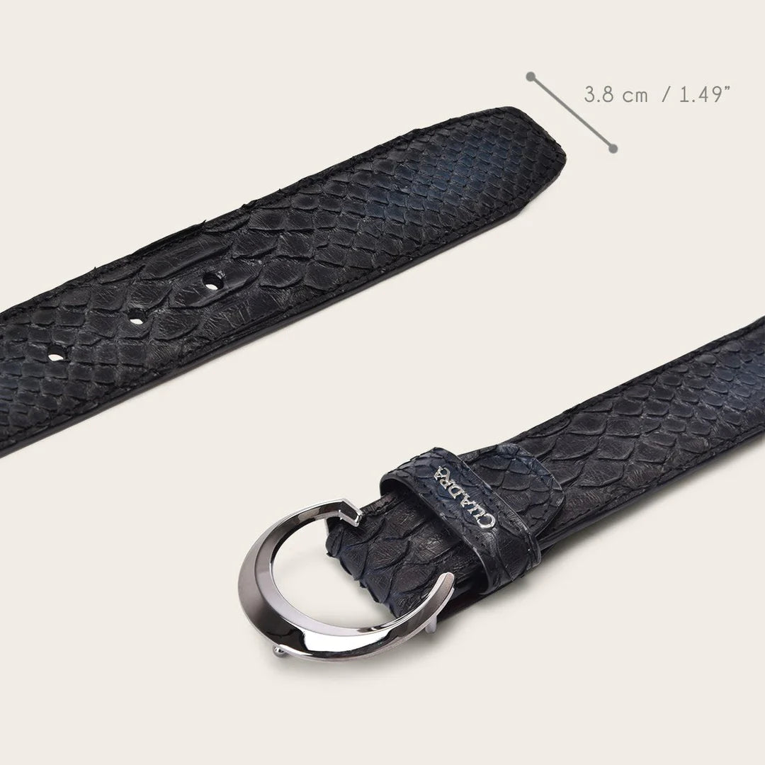 CS381PH Men's Cuadra Blue Casual Fashion Python Skin Belt - Stylish Accessory for Jeans, Suits & Everyday Wear