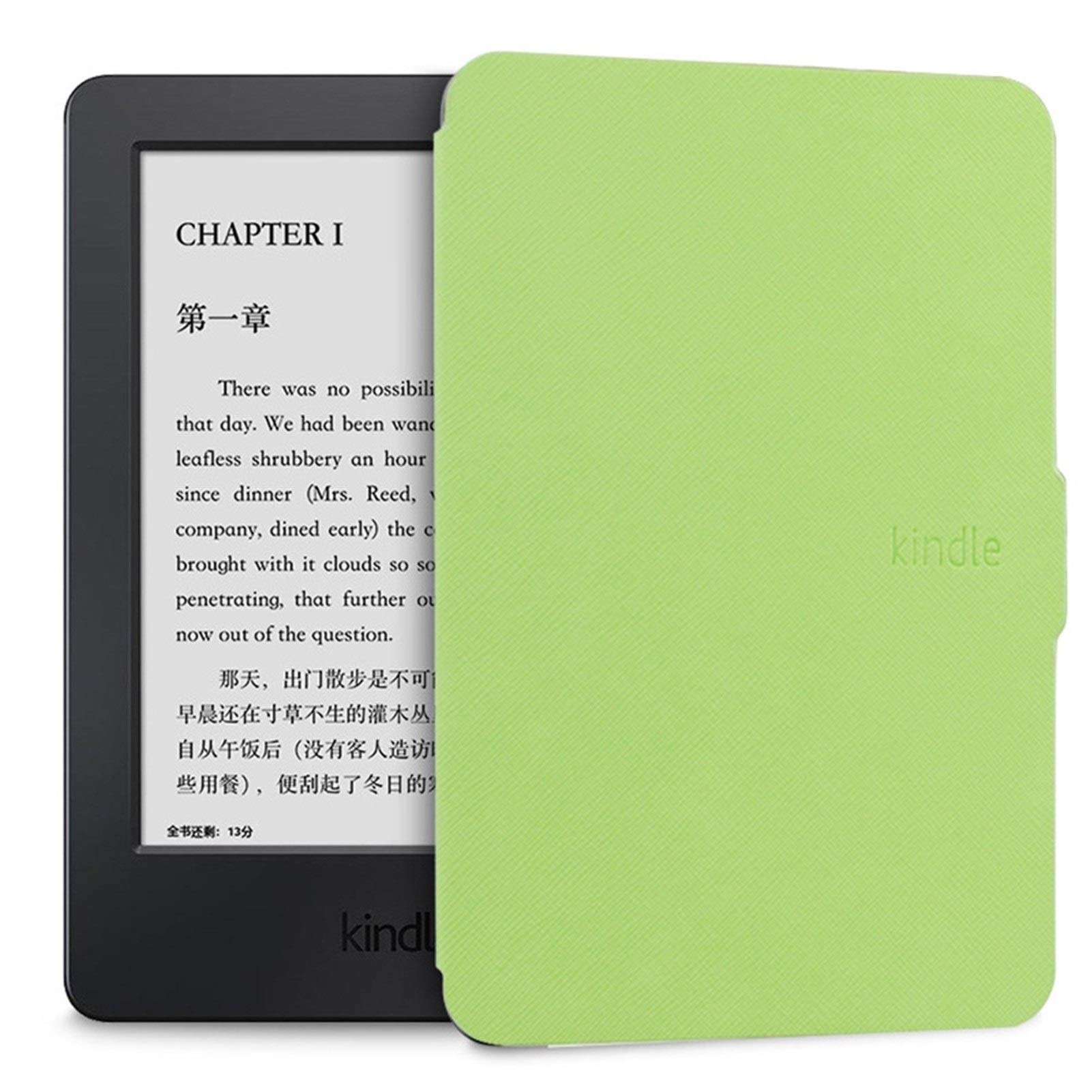 DLRSET Universal Ereader Case - Ultra Slim Magnetic PU Leather Protective Cover for Amazon Kindle Paperwhite 1/2/3 (Green) | Lightweight Book Style Folio with Auto Sleep/Wake | Perfect for Reading, Travel & Daily Commute
