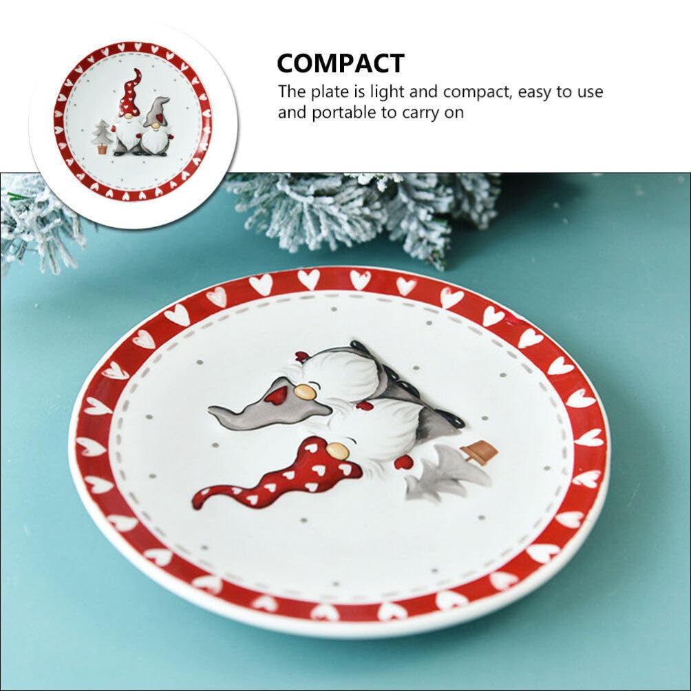 COHEALI Christmas Gnomes Ceramic Plates – Festive Holiday Dinner & Salad Serving Platter, Round Appetizer Plates for Snacks, Pasta, Cheese, Ham & Fruit – Perfect for Xmas Parties, Family Gatherings & Holiday Decor