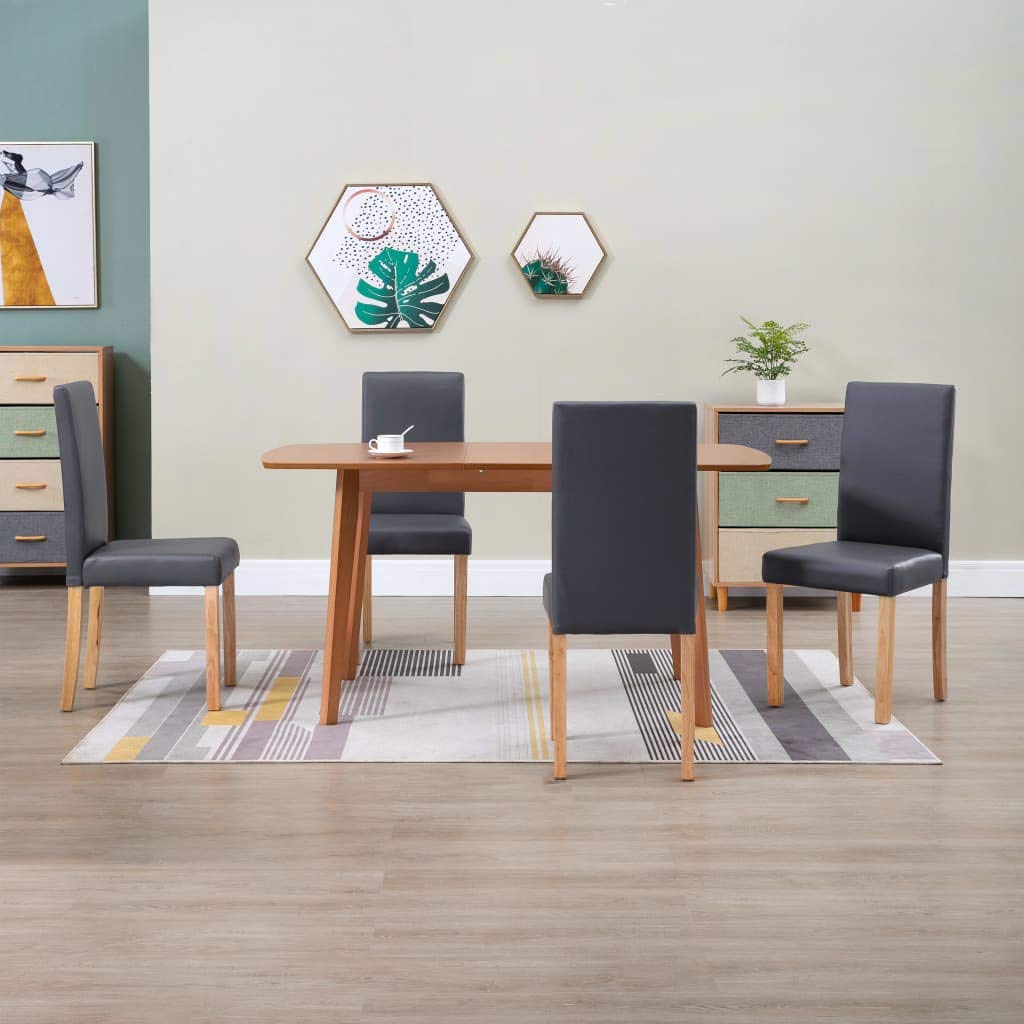 Modern Gray Faux Leather Dining Chairs 4-Piece Set - Stylish Kitchen, Patio, Bedroom & Living Room Seating Solution