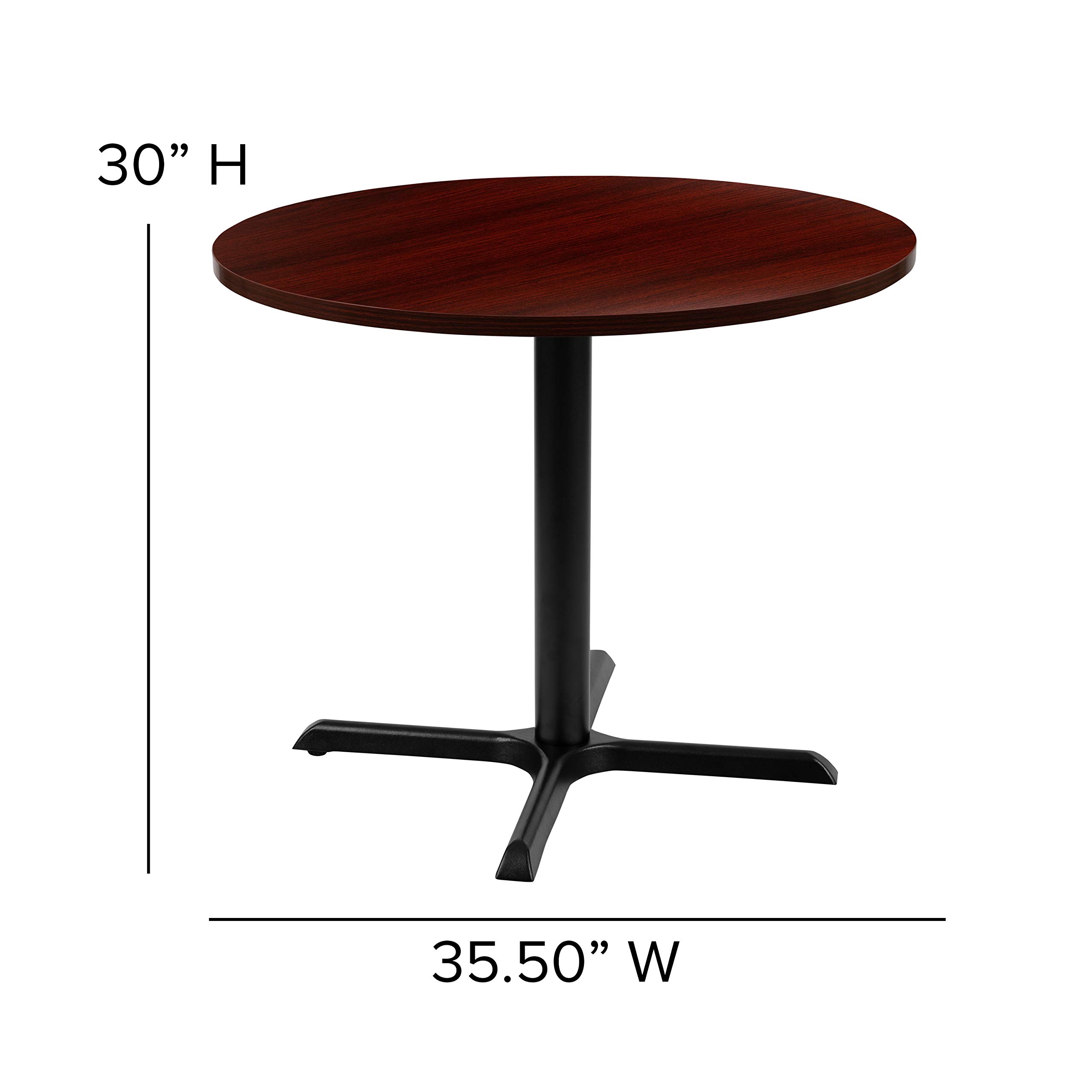 EMMA + OLIVER 36 Inch Round Mahogany Conference Table - Durable Office Meeting Table for Boardrooms, Home Offices & Workspaces