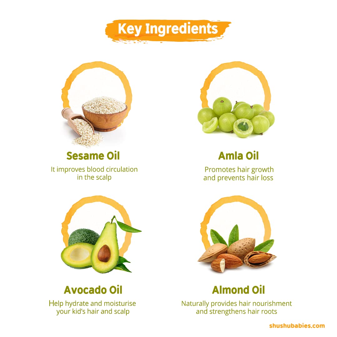 Shushu Babies Natural Chumpi Hair Oil with Avocado & Gooseberry - 60ml | Organic Baby Hair Growth Treatment | Gentle & Nourishing for Newborns, Infants & Toddlers | Perfect for Daily Scalp Massage & Hair Care Routine