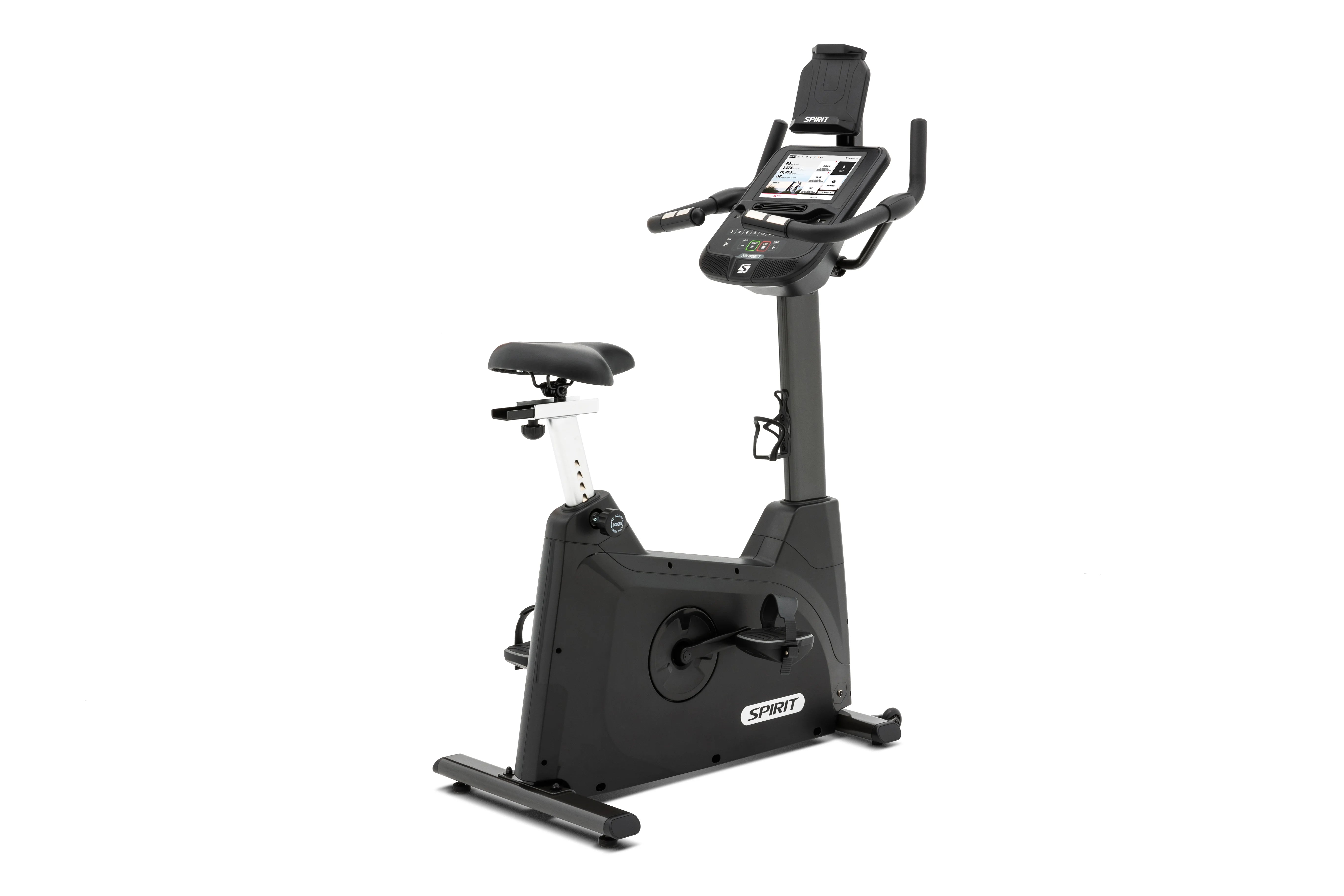 Spirit XBU55ENT Upright Exercise Bike with Entertainment Features - Home Gym Equipment for Cardio Workouts & Indoor Cycling Training - Perfect for Small Spaces & Apartment Fitness