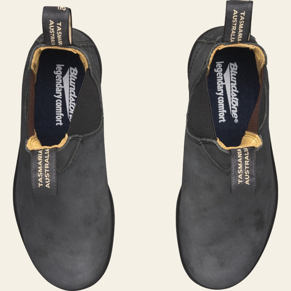 Blundstone Classic 587 Chelsea Boots for Men & Women - Rustic Black Leather Ankle Boots - Comfortable Slip-On Work Boots for Outdoor, Hiking & Casual Wear
