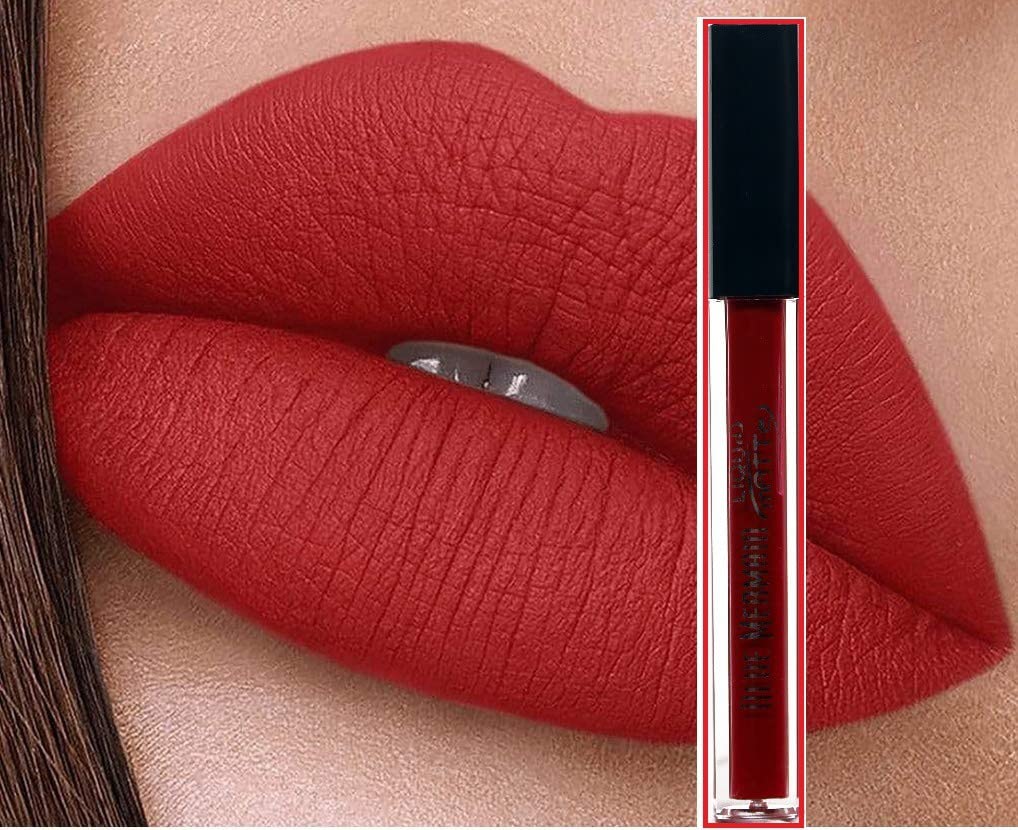 Long-Lasting Kiss Proof Red Velvet Matte Lipstick for Women - Hydrating & Smudge-Proof Lip Color for Date Night, Parties & Special Occasions