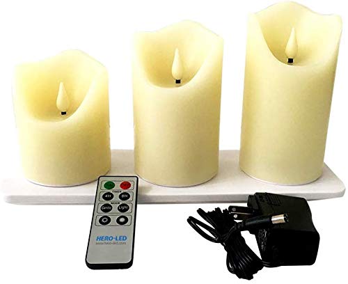 Wireless Rechargeable LED Candles with Remote - Real Wax Flameless Flickering Pillar Candles Set of 3, RGB Multicolor & Timer - Perfect for Home Decor, Wedding Centerpieces, Romantic Dinners & Holiday Ambiance