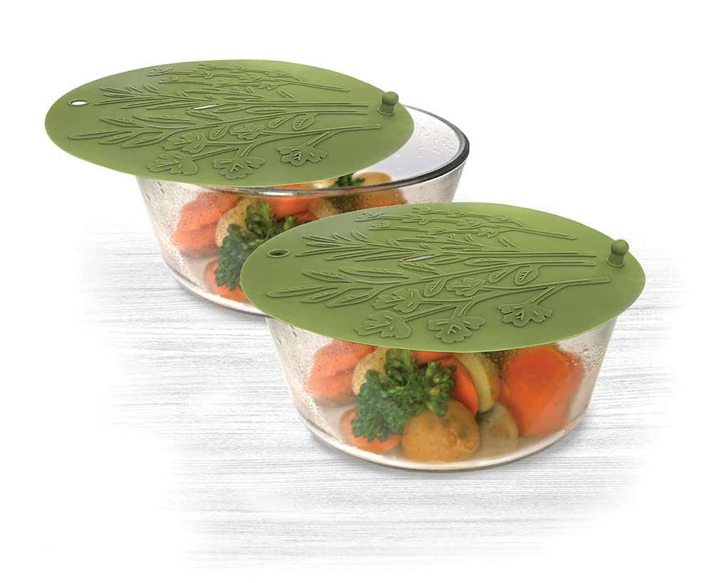 Talisman Designs 8-Inch Steamer & Roasting Shields Set of 2 - Microwave & Oven Safe Food Steaming Lids for Meat, Vegetables & Seafood - Perfect for Healthy Cooking, Meal Prep & Kitchen Use
