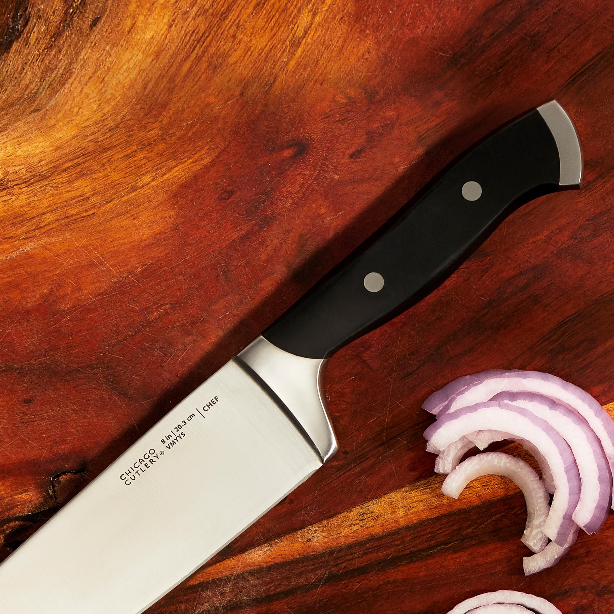 Chicago Cutlery Armitage 13-Piece Professional Knife Block Set - Stainless Steel Kitchen Knives with Steak Knives, Wooden Block & Ergonomic Black Handles - Perfect for Home Chefs, Cooking Enthusiasts & Professional Kitchens