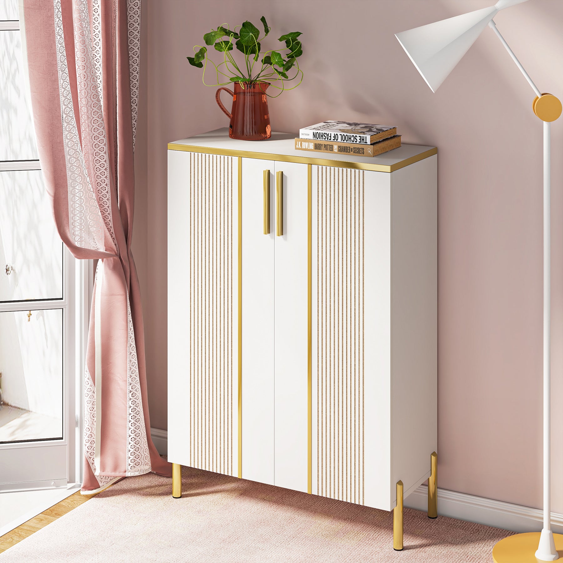 6-Tier Wooden Shoe Cabinet with Adjustable Shelves & Doors - Space Saving Shoe Storage Organizer for Entryway, Closet, and Bedroom