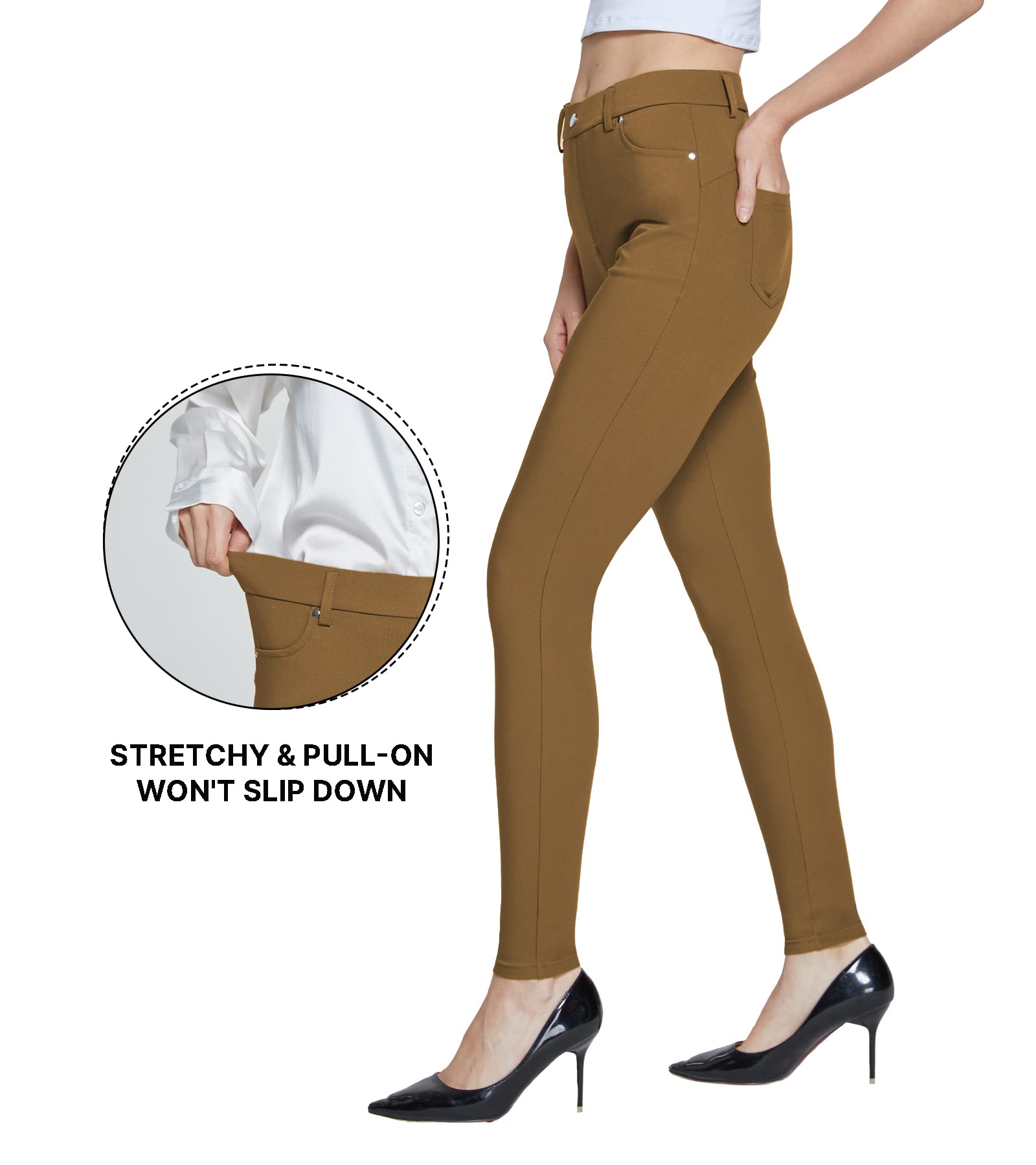 ChinFun Women's Stretchy Pull-On Jeggings - Skinny Work Pants for Business Casual & Office Wear | Comfortable Dress Slacks for Professional Women | Perfect for Work, Meetings & Everyday Office Outfits