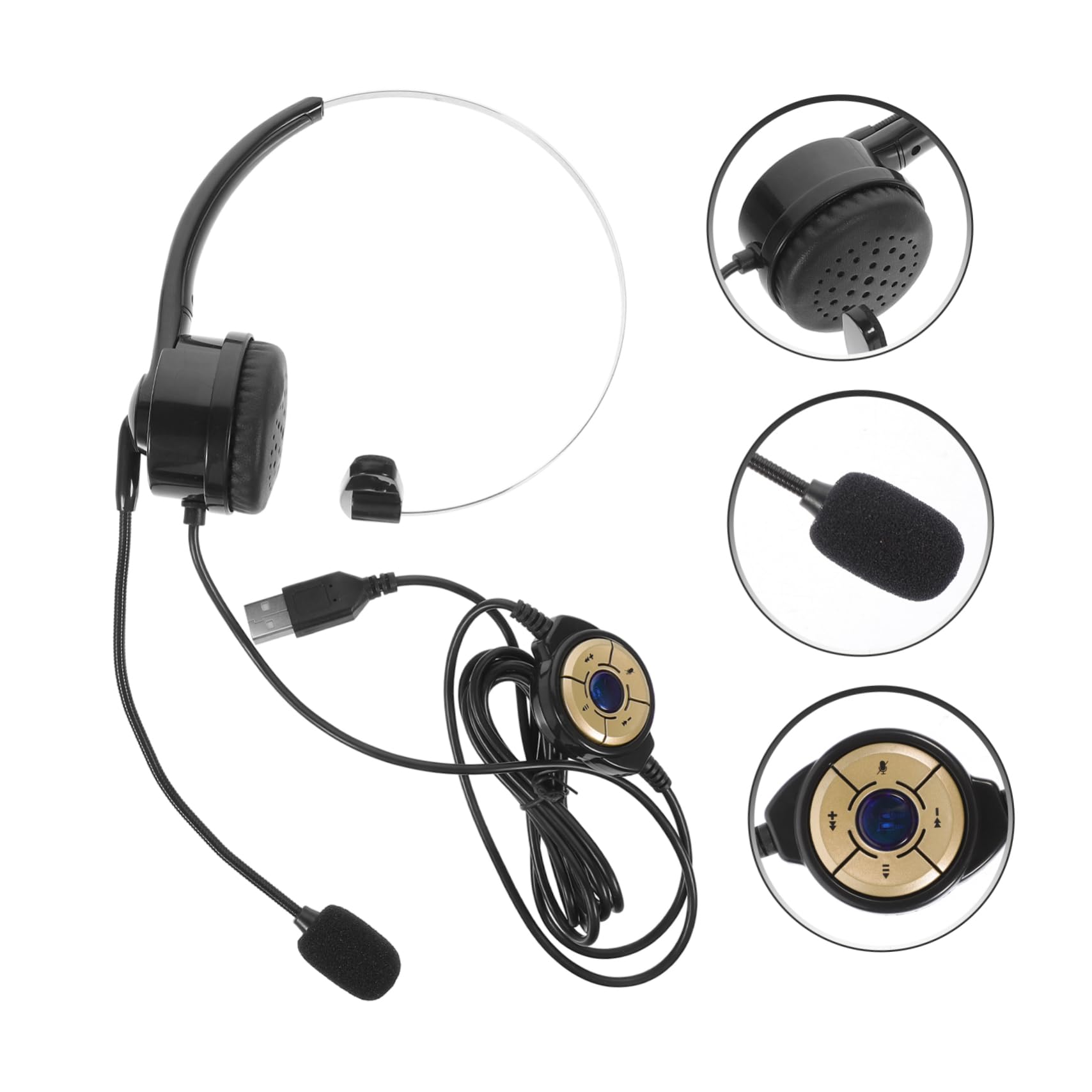 Jojofuny 5-Pack Single Ear Headphones with Microphone - Lightweight Corded Headset for Live Streaming, Gaming & Call Centers - Memory Foam Ear Pads for Comfort (Ideal for DJs, Podcasters & Office Use)