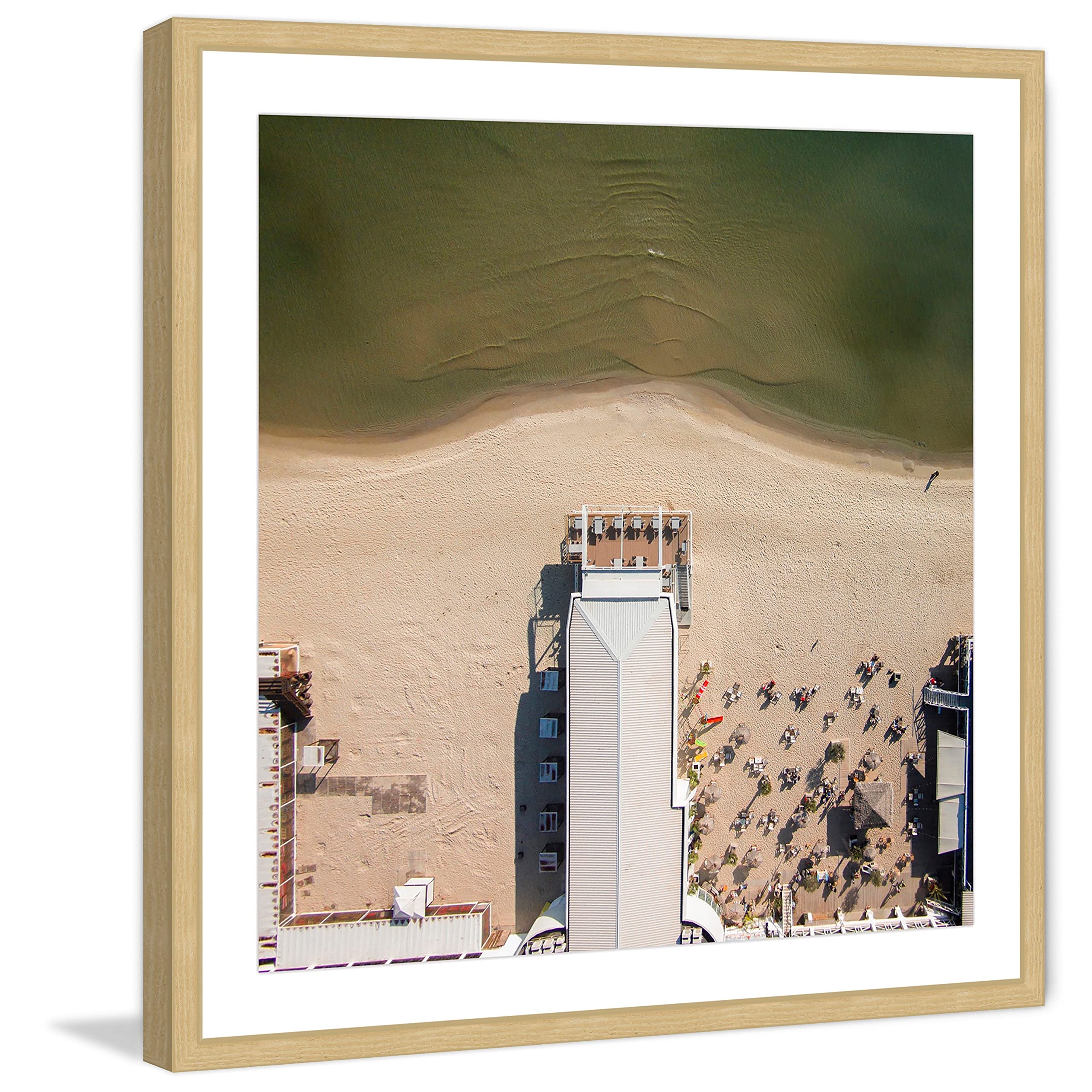 Handmade Beach Pavilion Framed Print 32x32 - Coastal Wall Art Decor for Living Room, Bedroom & Office - Marmont Hill